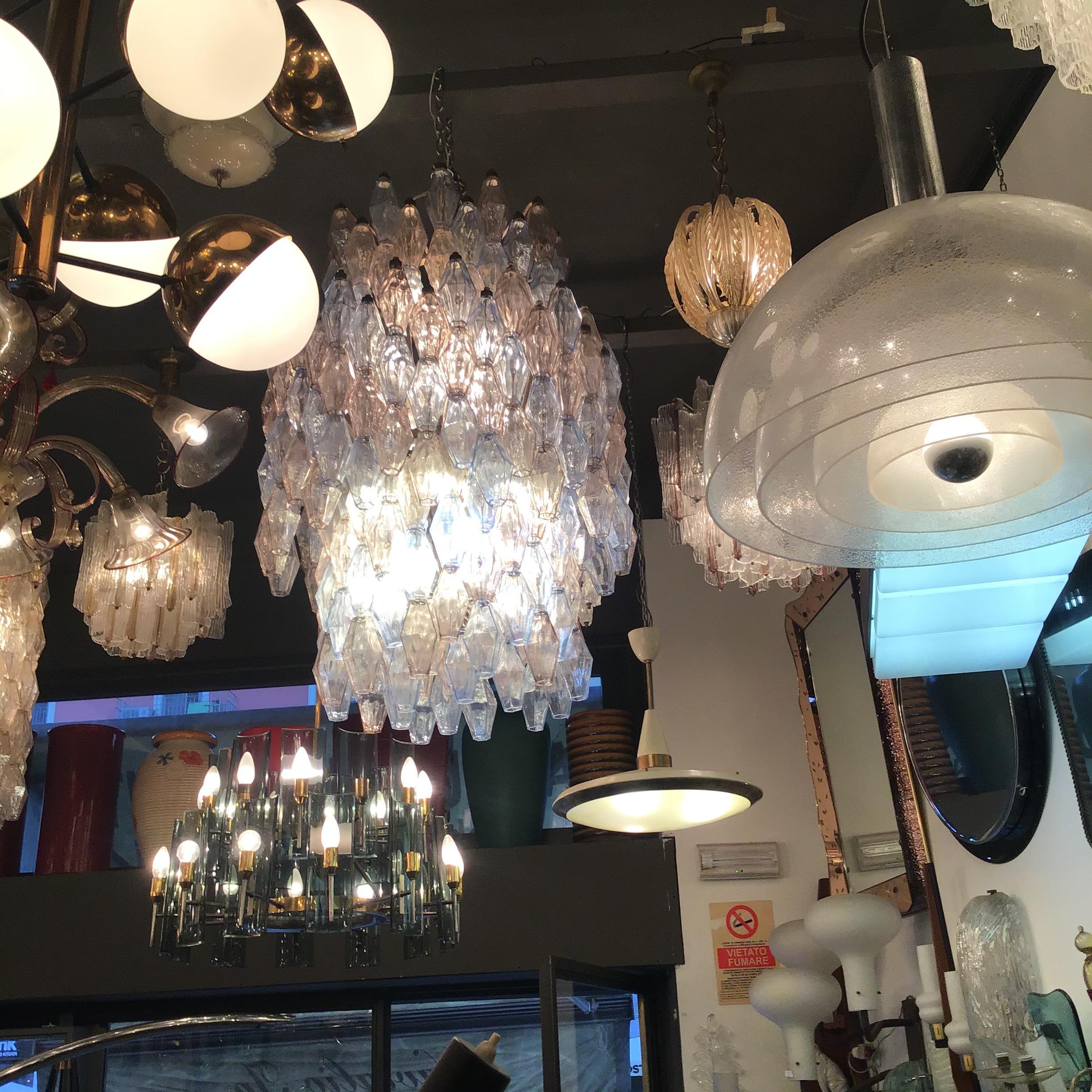 VENINI #Carlo Scarpa# Poliedri Chandelier Murano Glass Iron 1955/Italy For Sale 3
