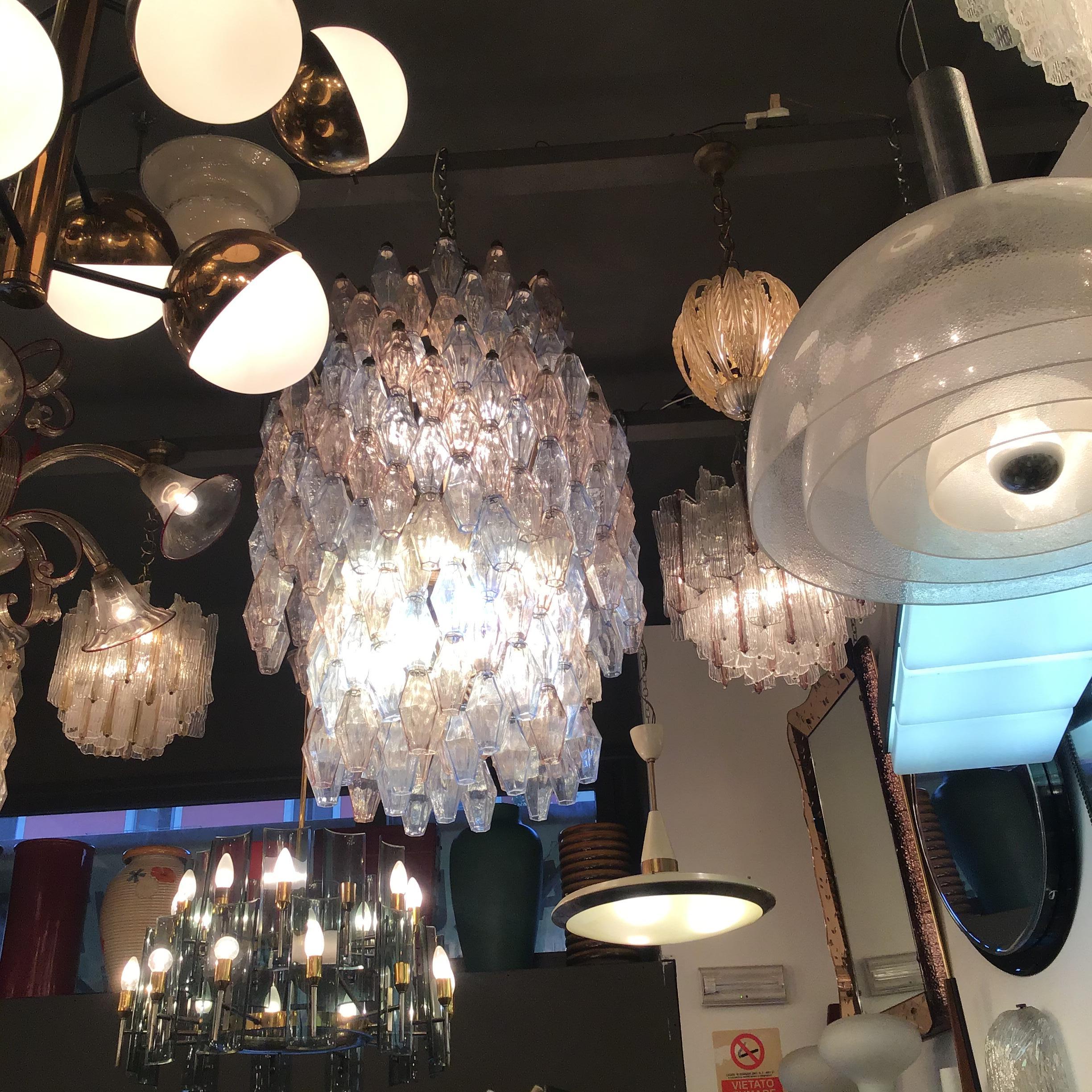 VENINI #Carlo Scarpa# Poliedri Chandelier Murano Glass Iron 1955/Italy For Sale 4