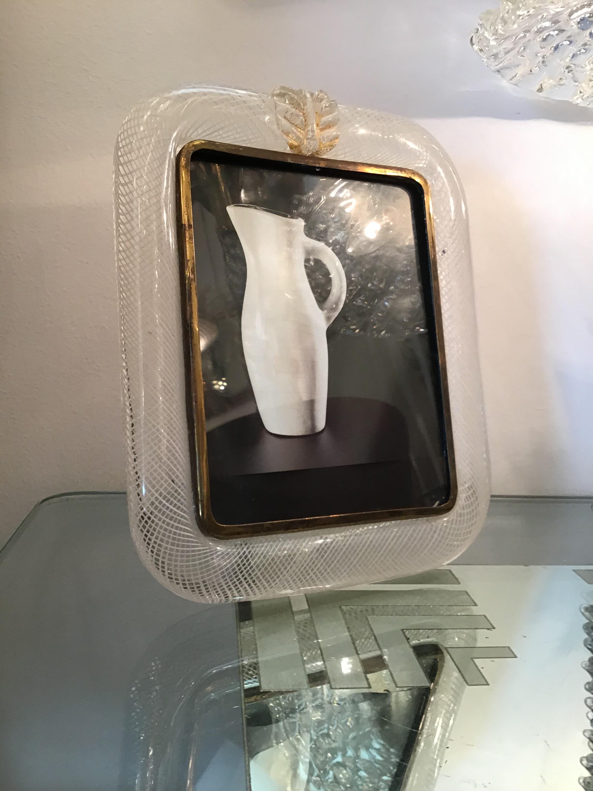 VENINI “Carlo Scarpa” Picture Frames Murano Glass Brass 1940 Italy 10