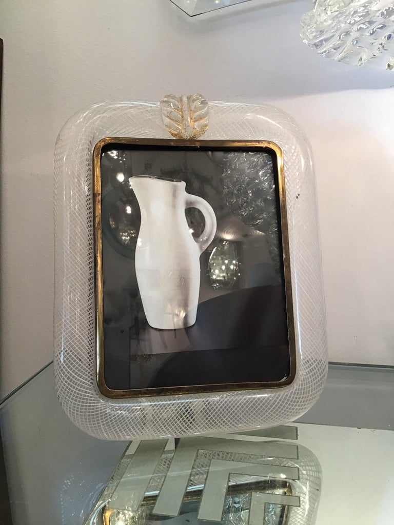 Italian VENINI “Carlo Scarpa” Picture Frames Murano Glass Brass 1940 Italy For Sale