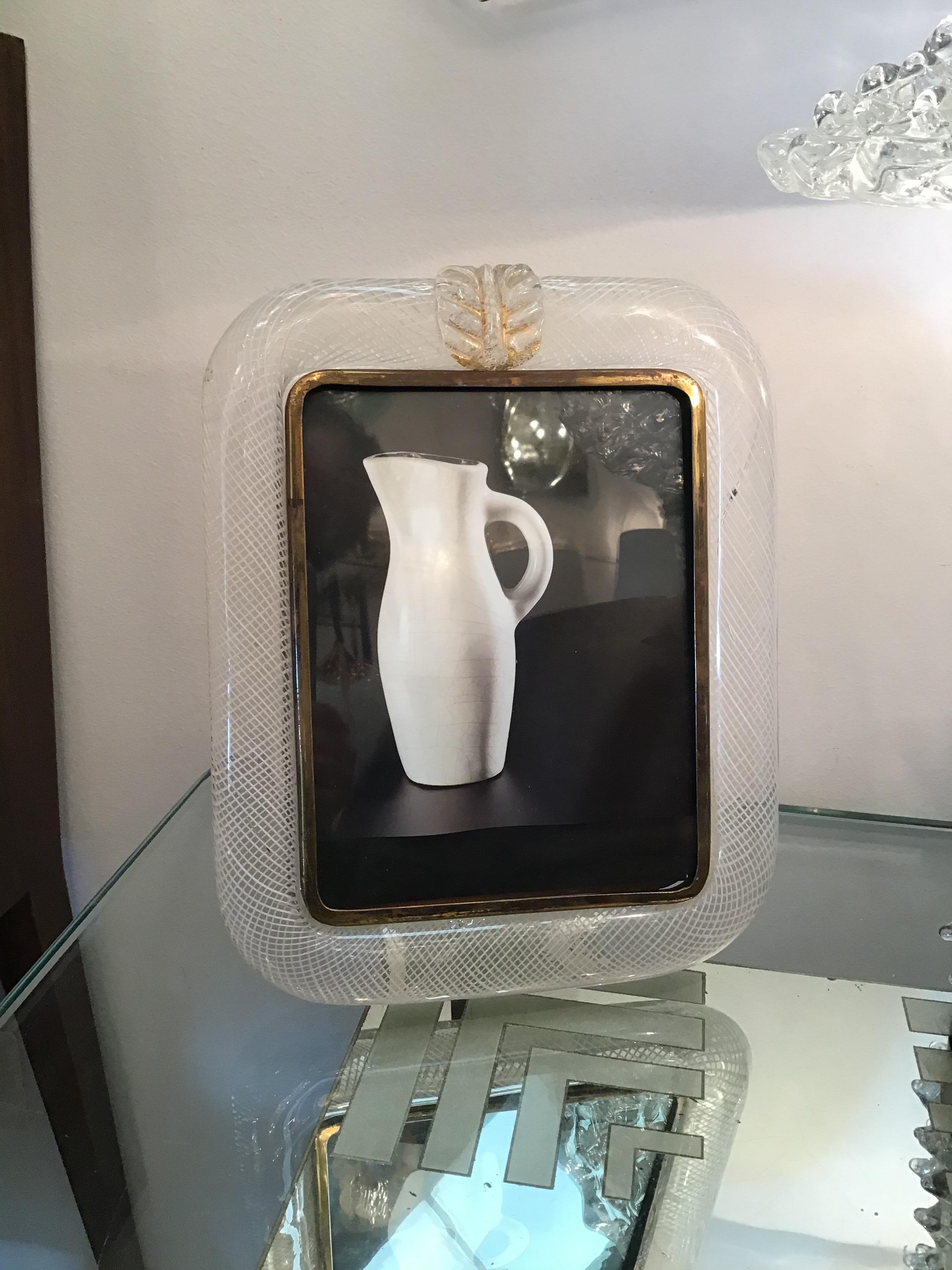 Mid-20th Century VENINI “Carlo Scarpa” Picture Frames Murano Glass Brass 1940 Italy