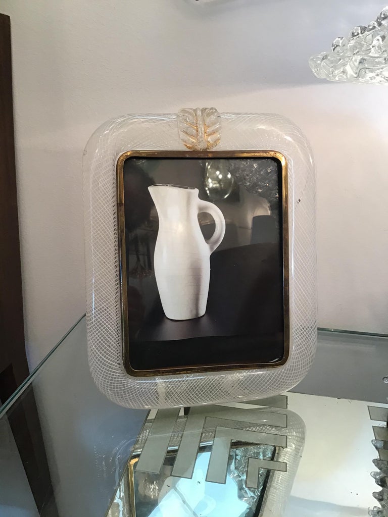 Mid-20th Century VENINI “Carlo Scarpa” Picture Frames Murano Glass Brass 1940 Italy For Sale