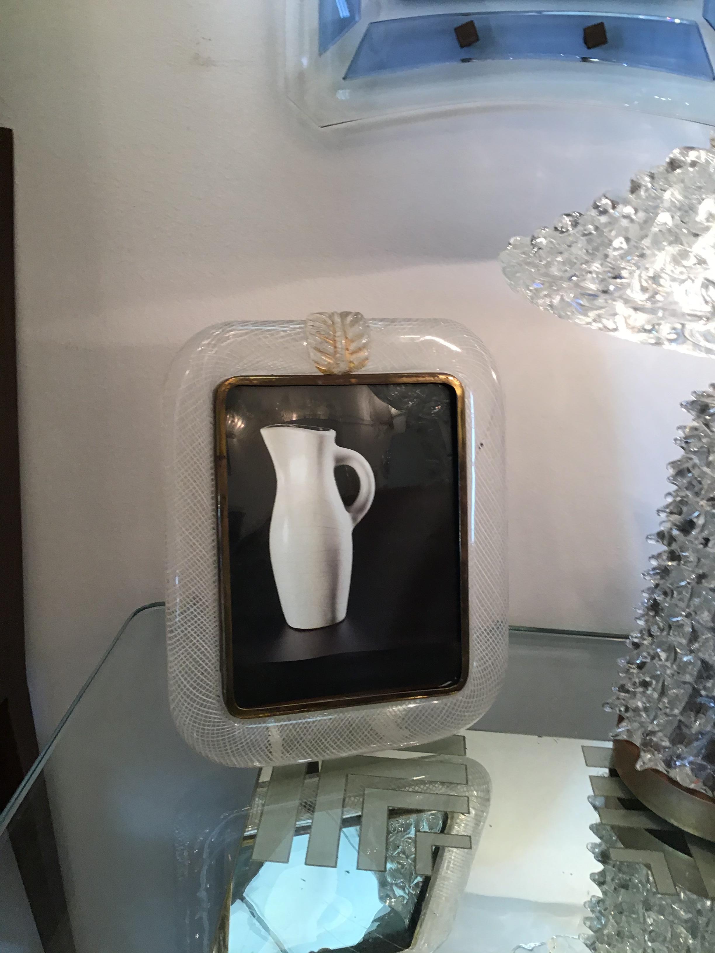 VENINI “Carlo Scarpa” Picture Frames Murano Glass Brass 1940 Italy 1