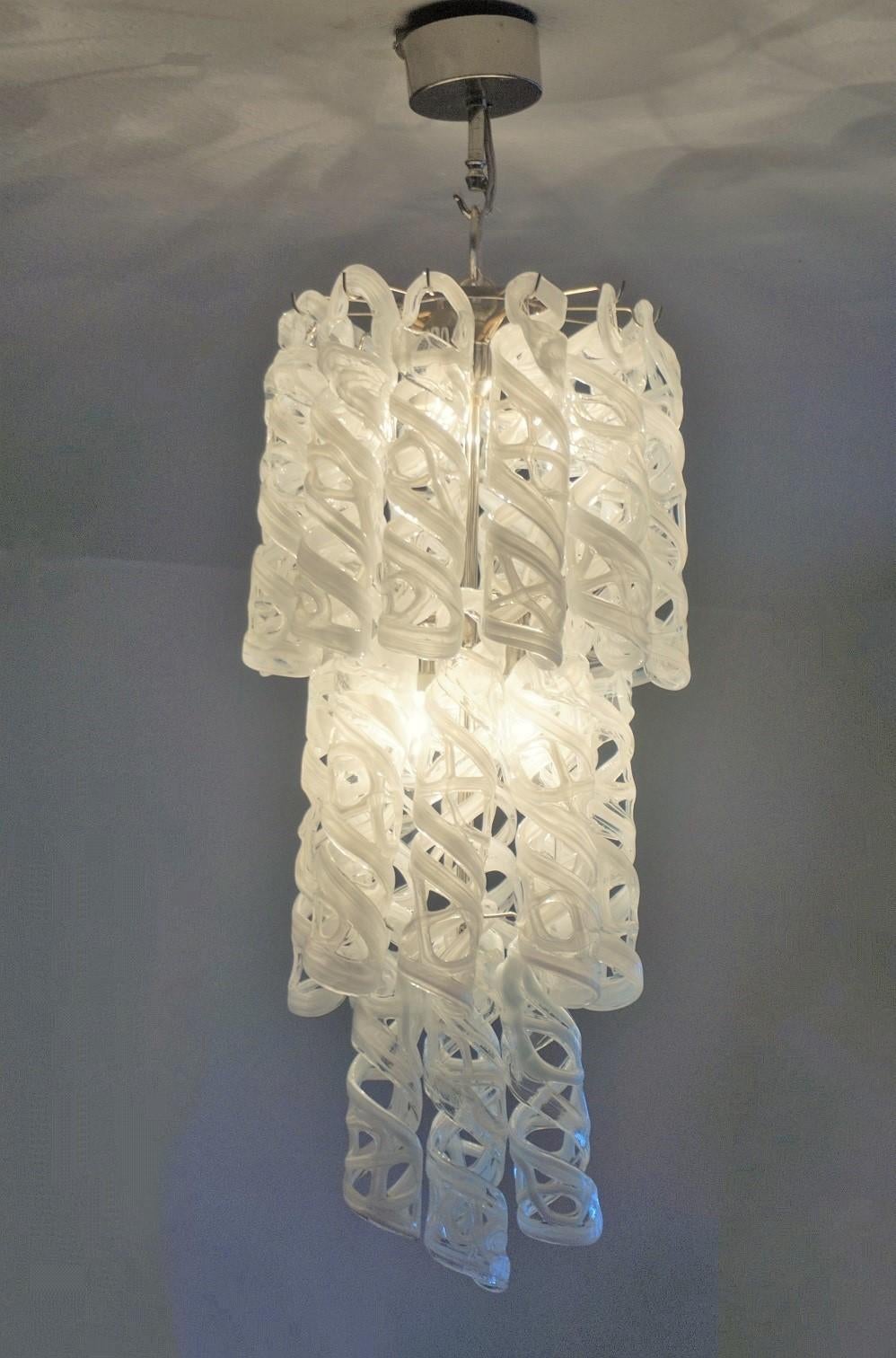 Italian Venini Cascade Hand Blown Murano Glass Six-Light Chandelier, Italy, 1960s For Sale