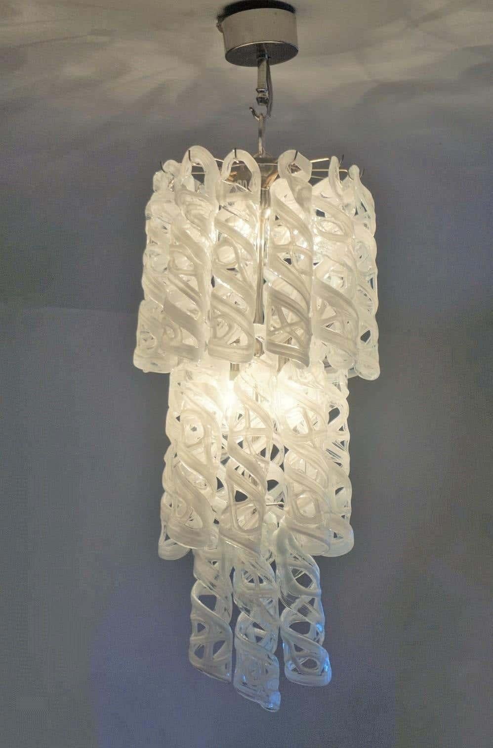 Venini Murano Glas Sechs-Licht-Kronleuchter, Italien, 1960er Jahre (20. Jahrhundert) im Angebot