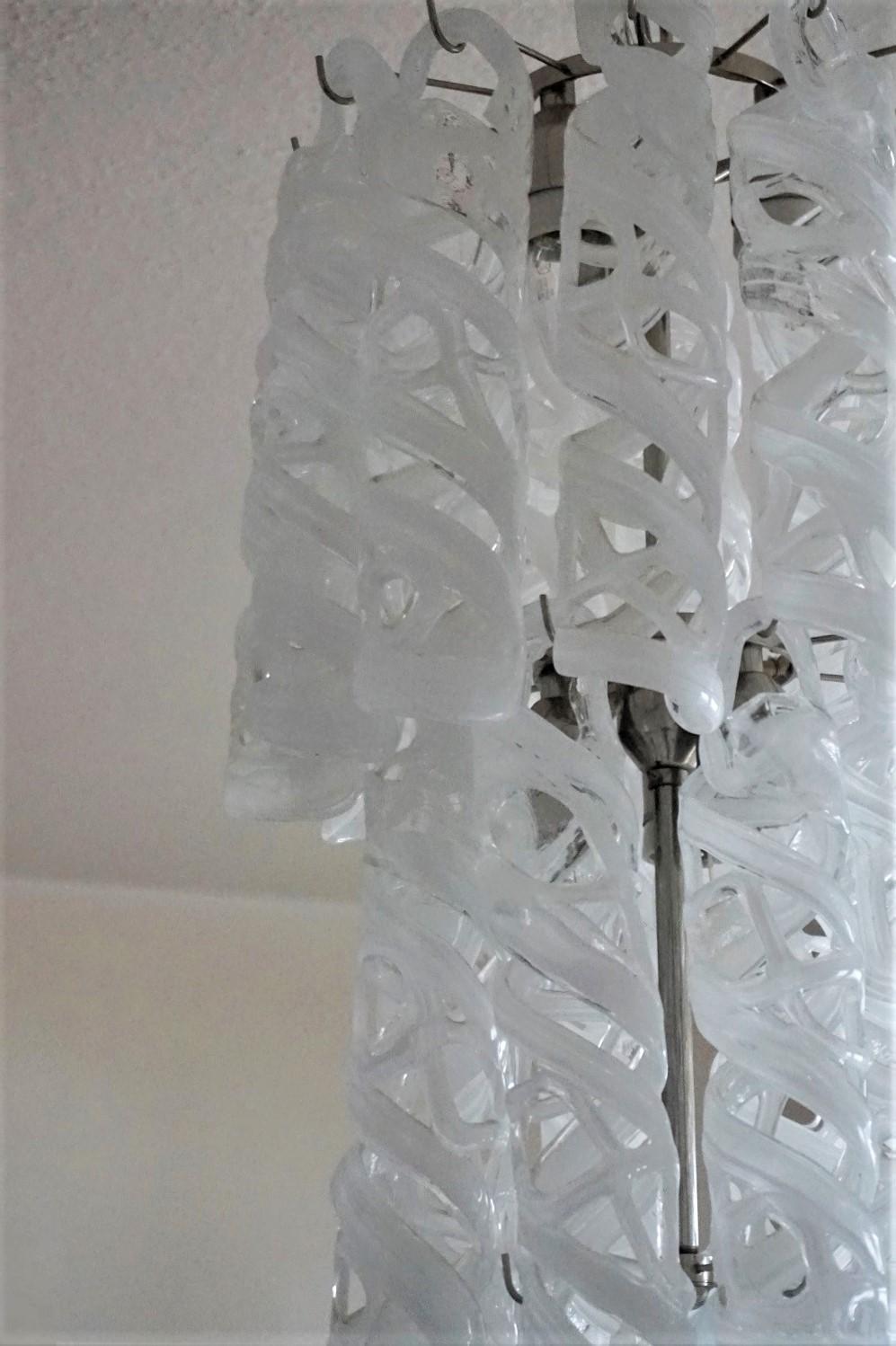 20th Century Venini Cascade Hand Blown Murano Glass Six-Light Chandelier, Italy, 1960s For Sale