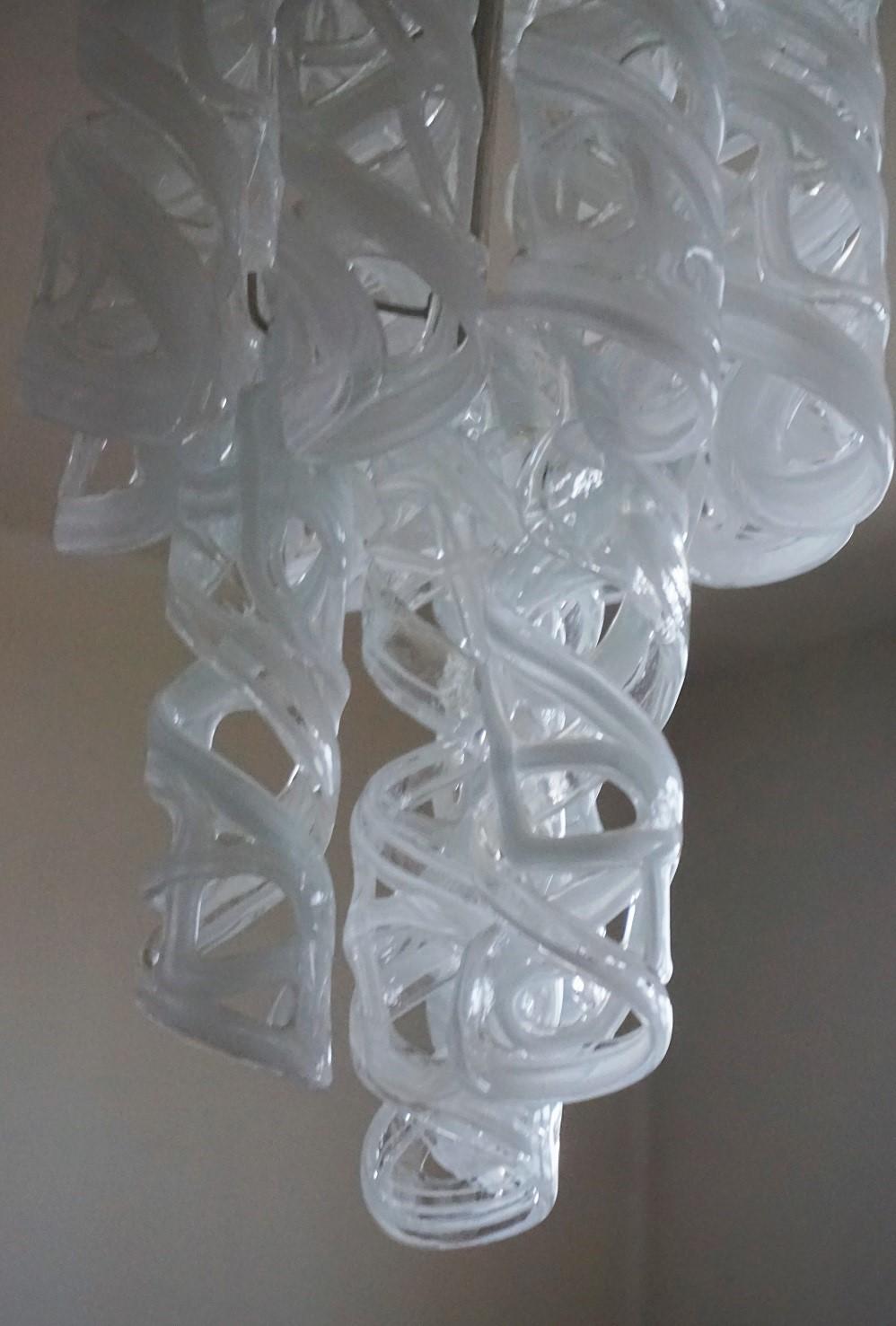Lustre à six lumières en verre de Murano soufflé à la main en cascade de Venini, Italie, années 1960 en vente 2