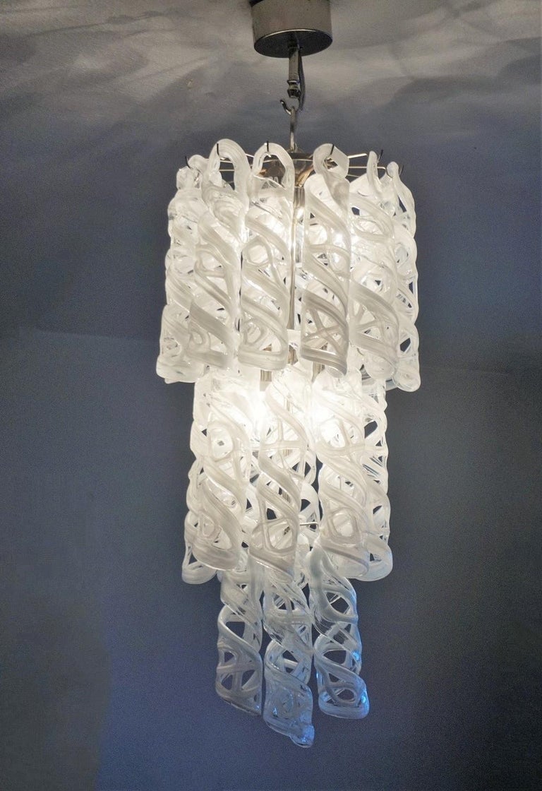 Gilt Venini Cascade Hand Blown Murano Glass Six-Light Chandelier, Italy, 1960s For Sale