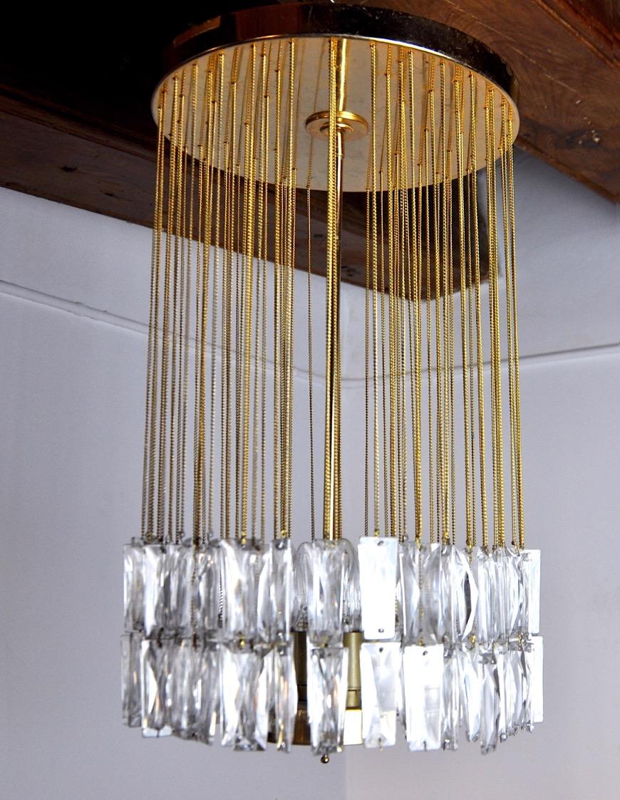Italian Venini ceiling lamp, cut glass, Italy, 1970s For Sale
