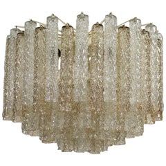 Venini Ceiling Lamp Metal Blown Glass, 1960s-1970s