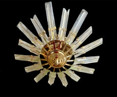 venini ceiling light Glass with Gilt Gold Structure, Italy, 1980