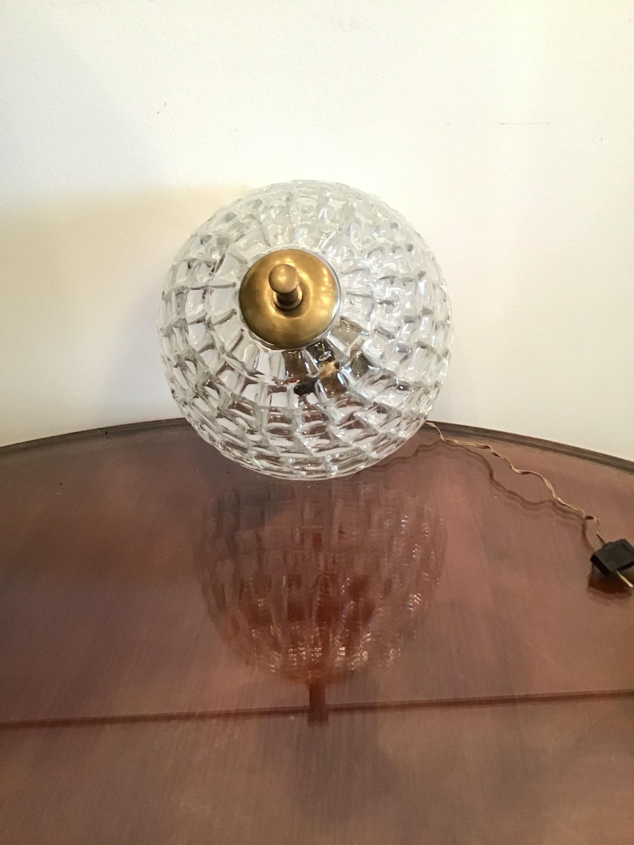 Mid-Century Modern VENINI - CARLO SCARPA - Ceiling Light Murano Glass Brass, 1940, Italy For Sale