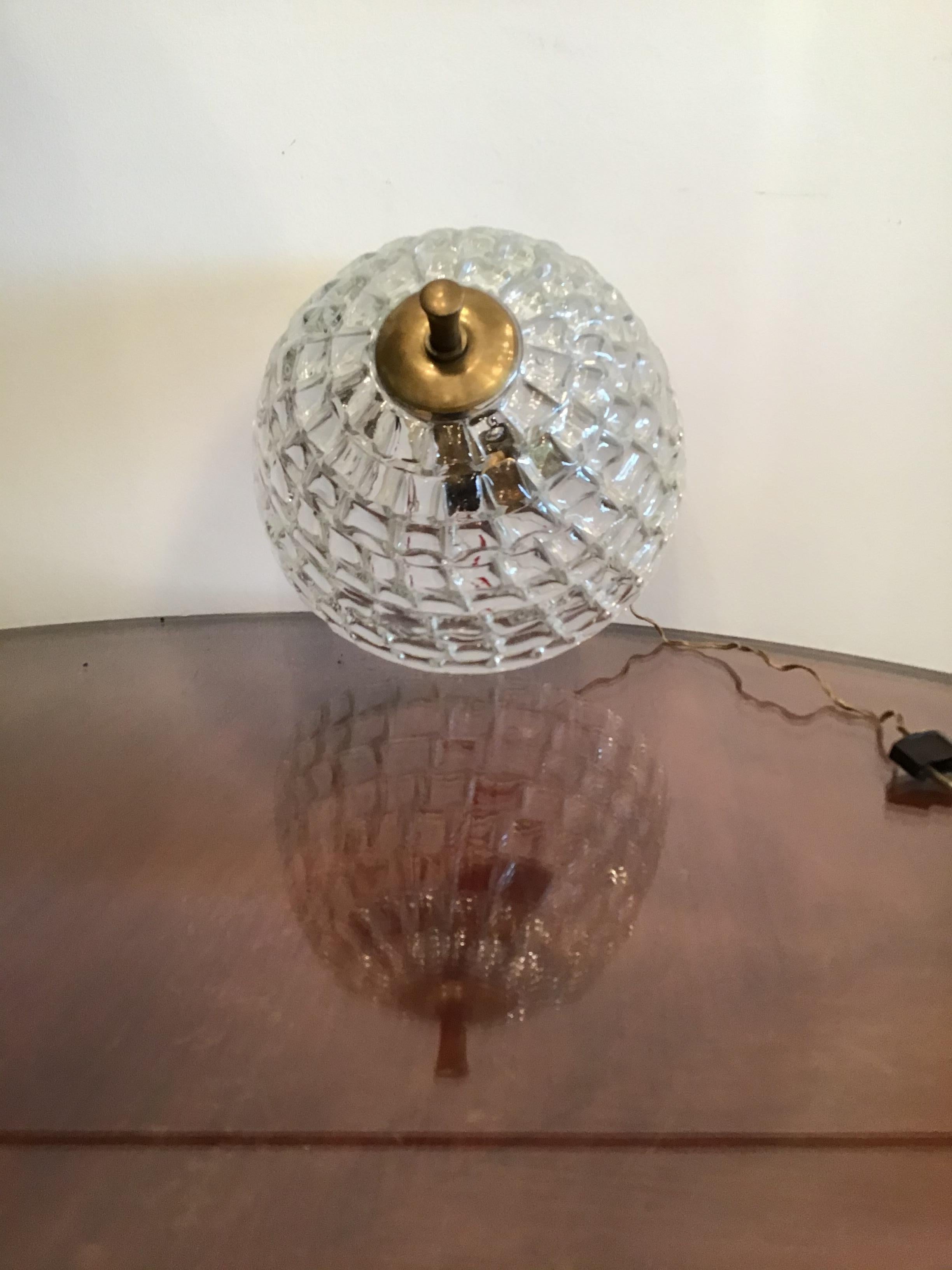 Venini Ceiling Light Murano Glass Brass, 1940, Italy In Excellent Condition For Sale In Milano, IT