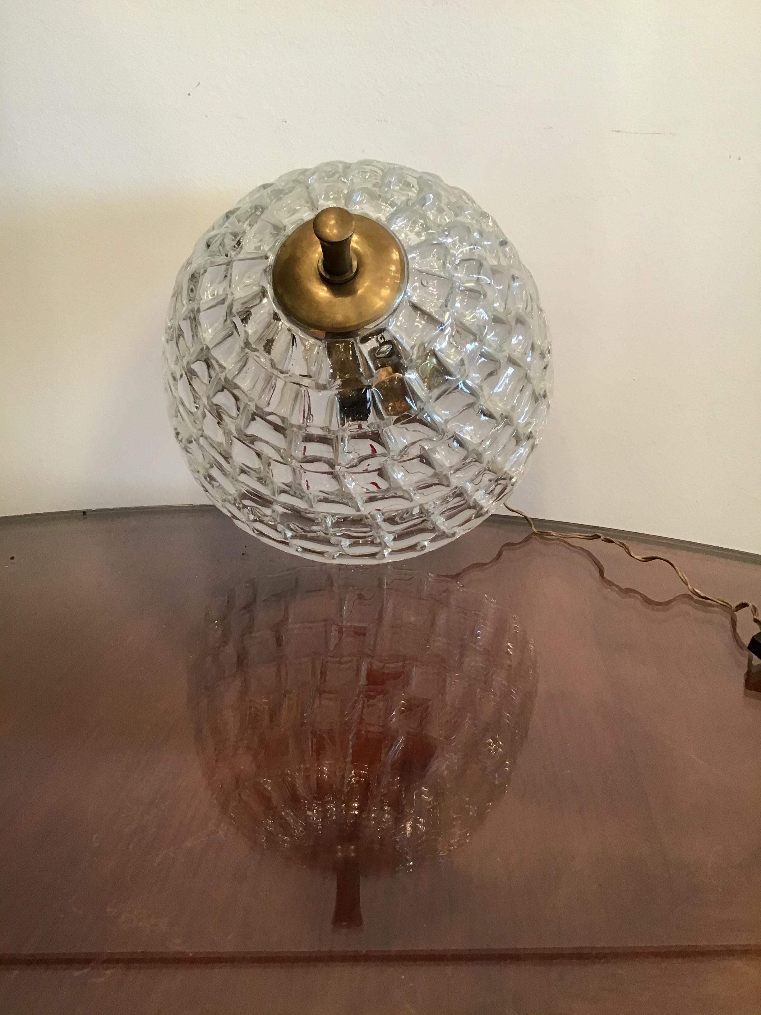 Mid-20th Century Venini Ceiling Light Murano Glass Brass, 1940, Italy For Sale