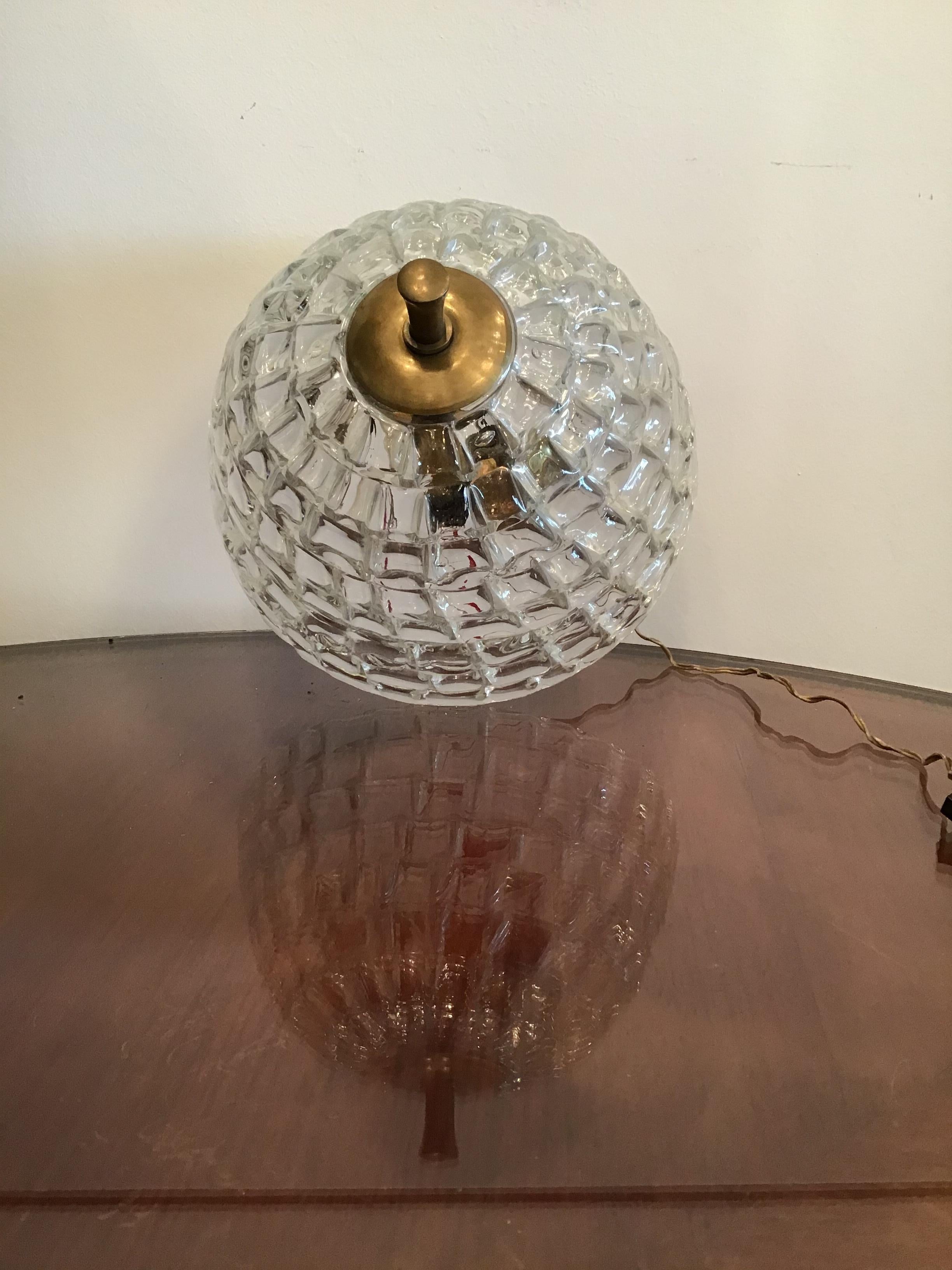 Venini Ceiling Light Murano Glass Brass, 1940, Italy For Sale 1