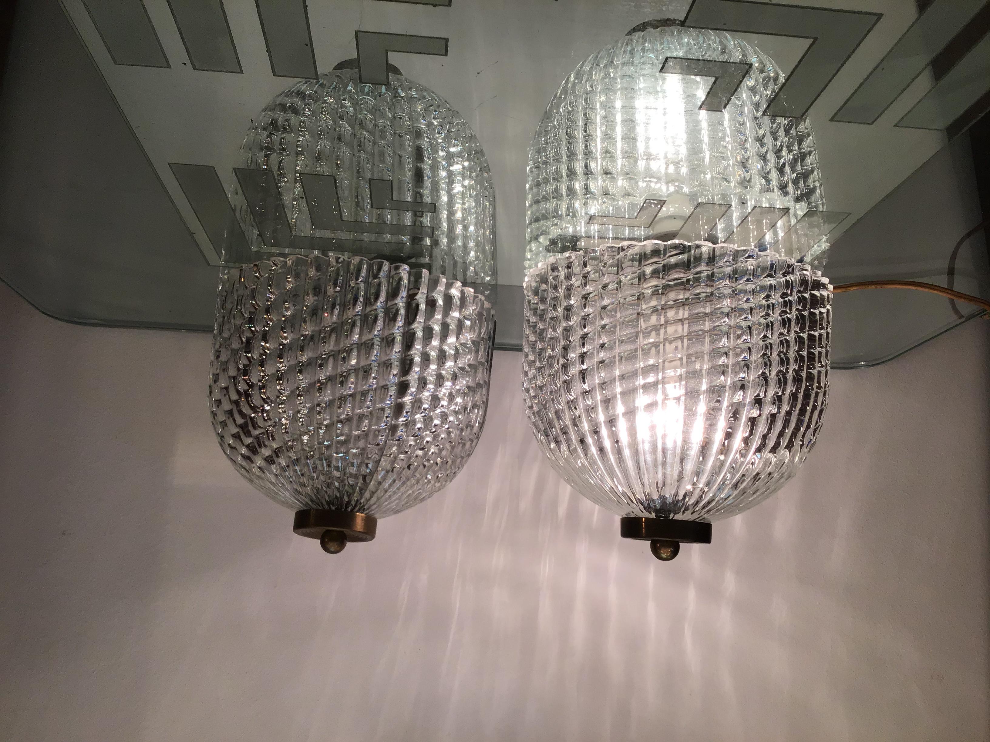 Venini ceiling light /sconces murano glass 1940 Italy.