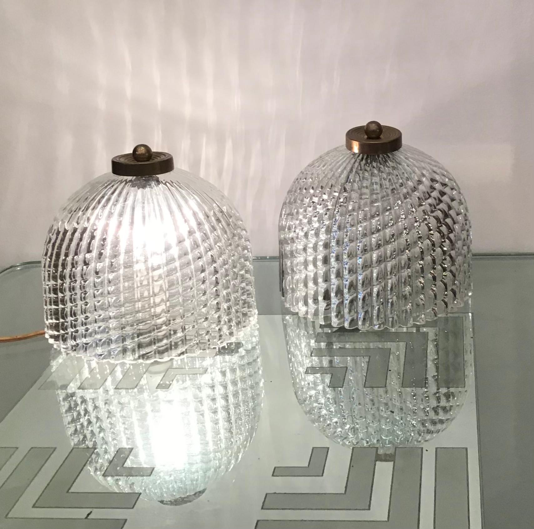 Other Venini Ceiling Light/Sconces Murano Glass Brass, 1940, Italy For Sale