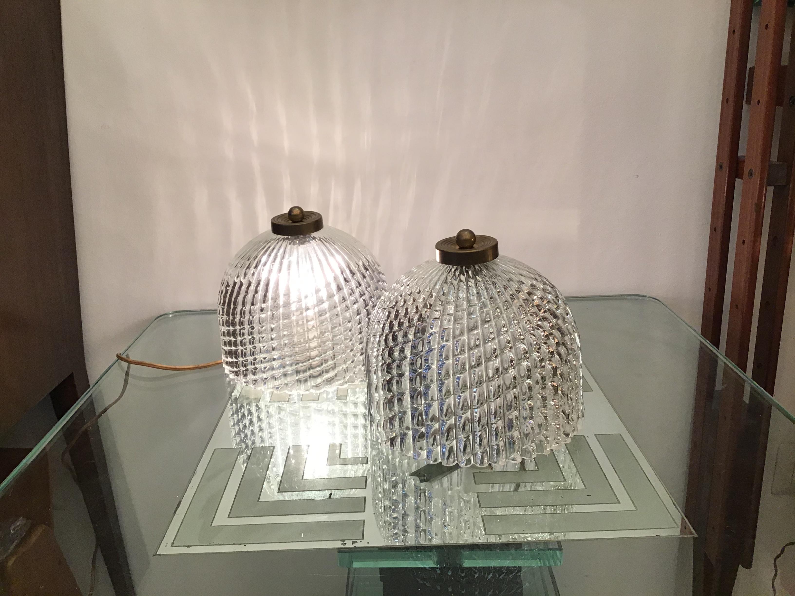 Venini Ceiling Light/Sconces Murano Glass Brass, 1940, Italy For Sale 1