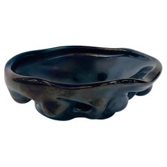 Tavolo da centro Venini in vetro nero di Murano del 1950 circa