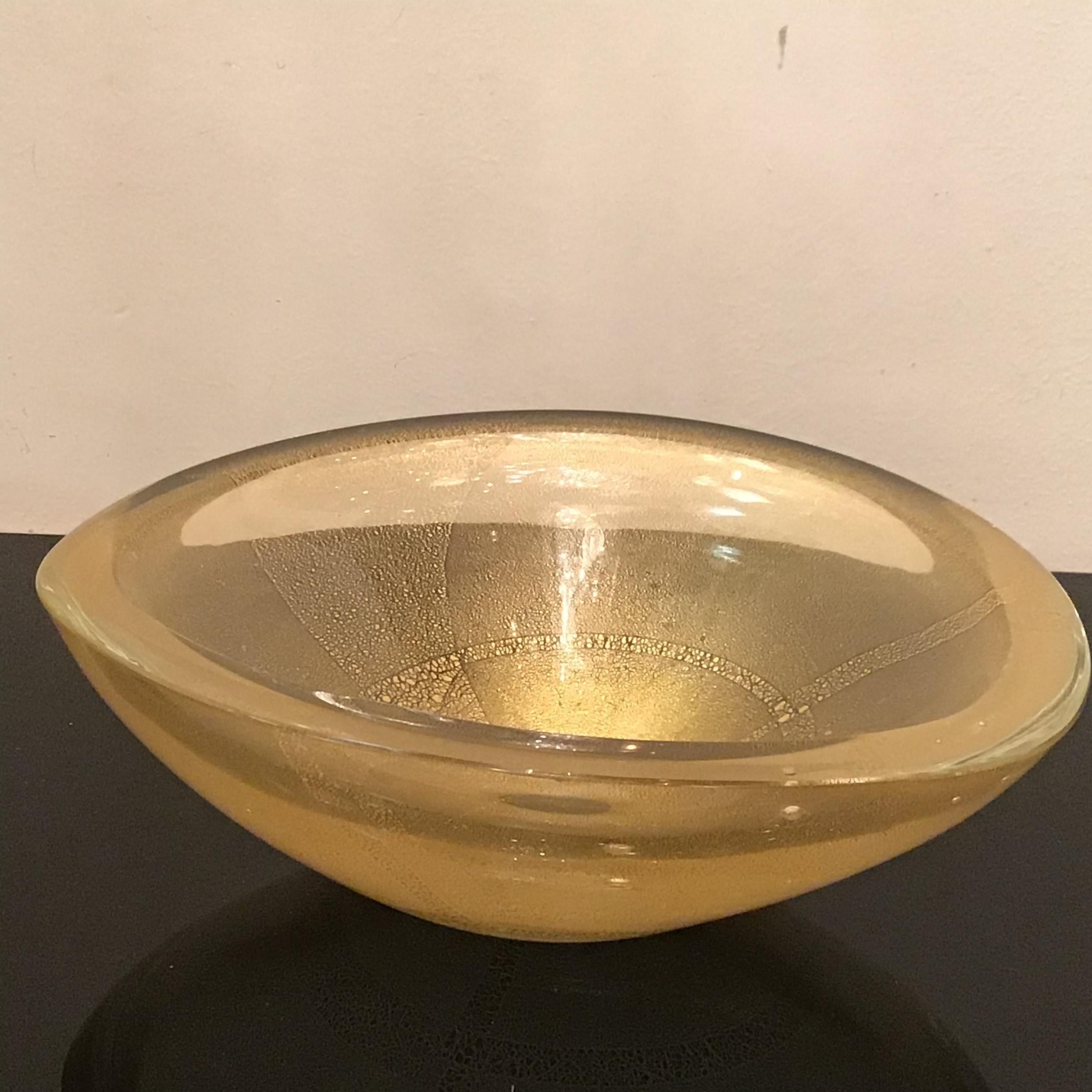 Venini Centerpiece Murano Glass Gold 1950 Italy For Sale 5