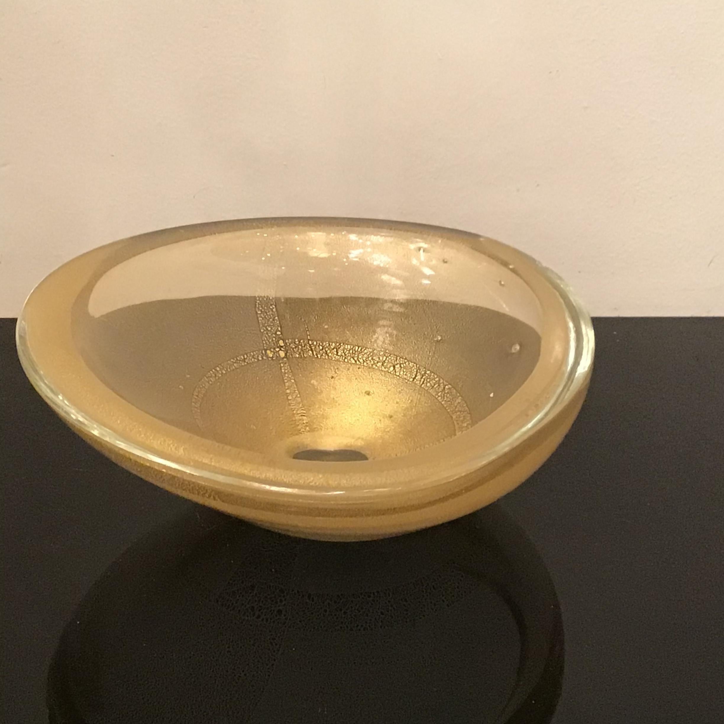 Venini Centerpiece Murano Glass Gold 1950 Italy For Sale 10