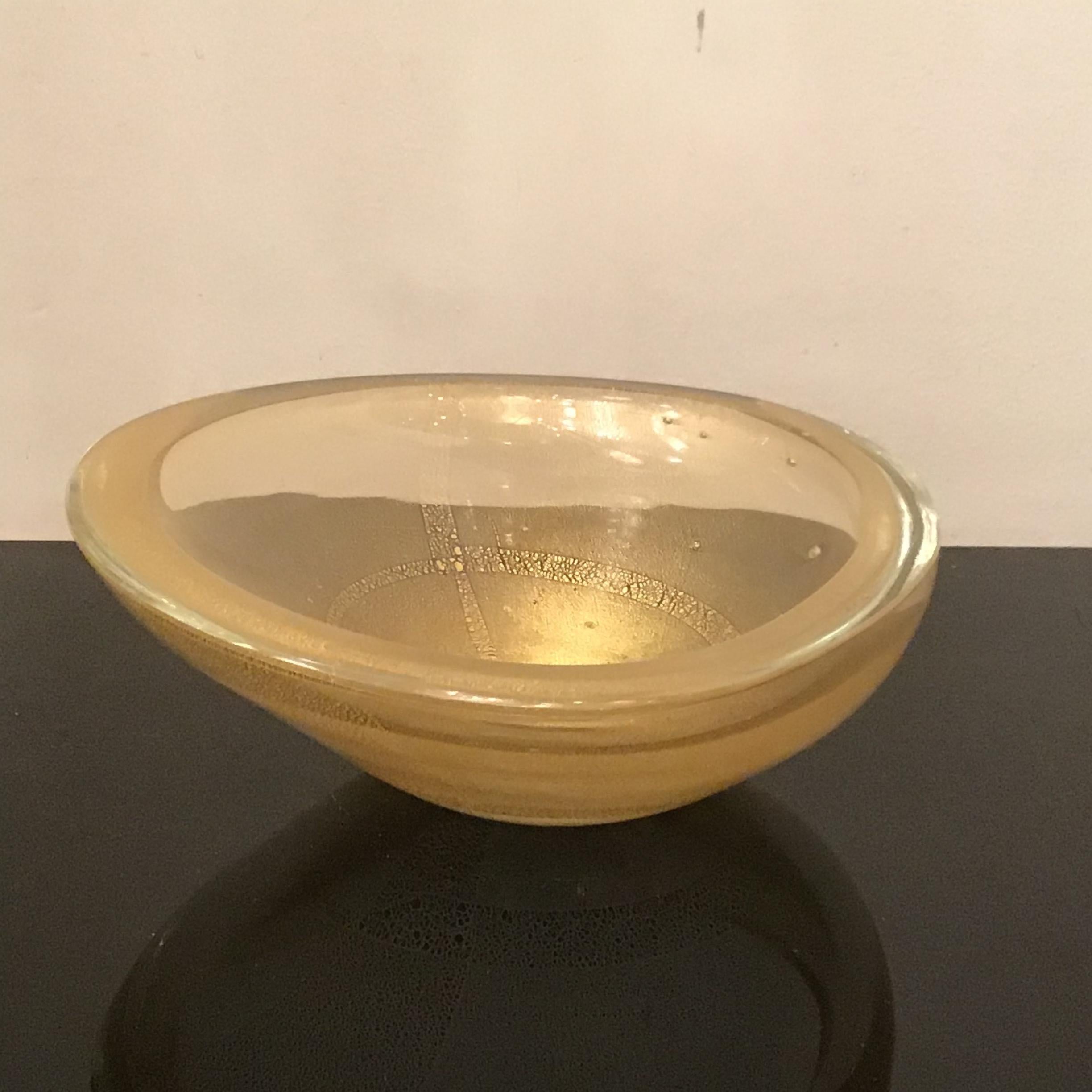 Venini Centerpiece Murano Glass Gold 1950 Italy For Sale 11