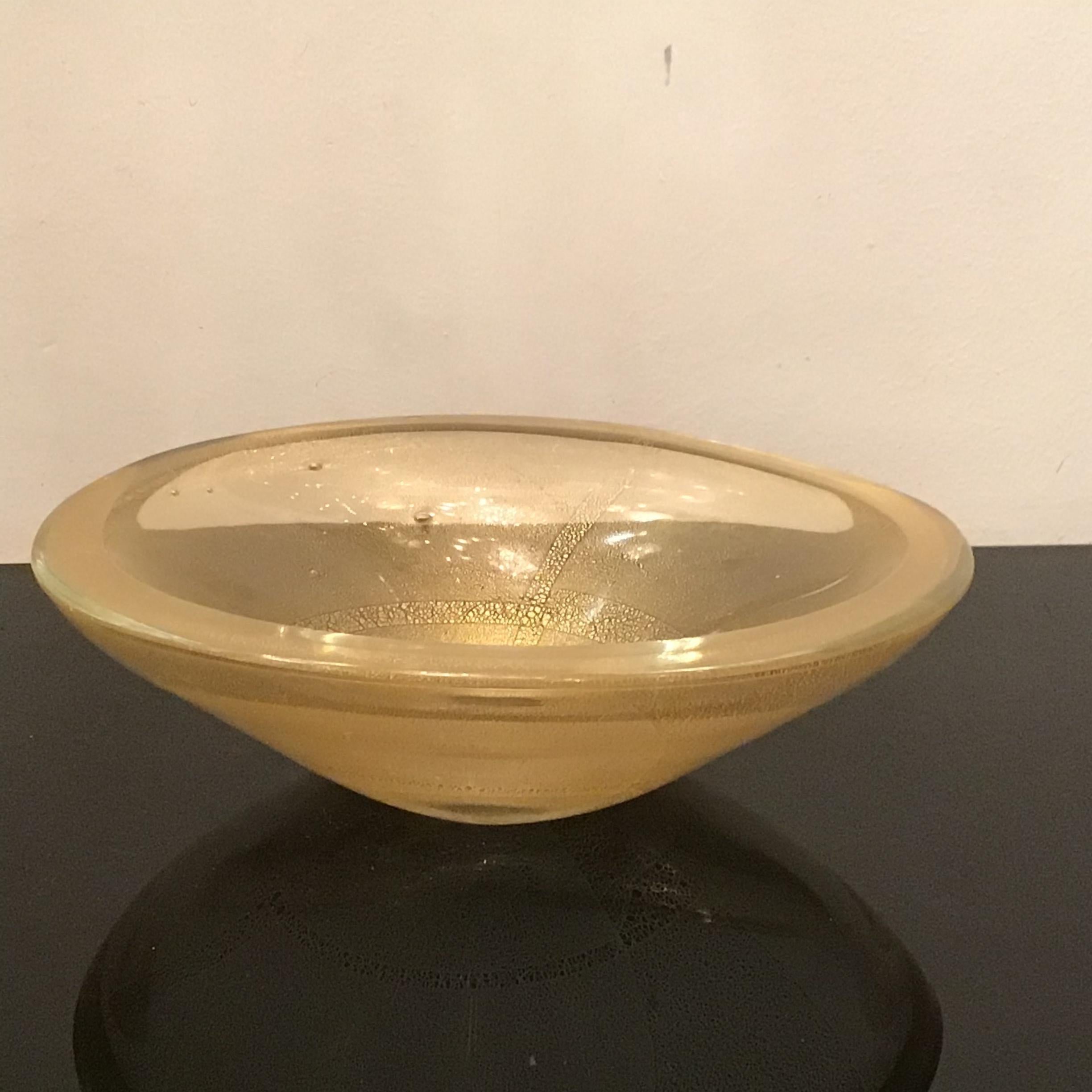 Venini Centerpiece Murano Glass Gold 1950 Italy For Sale 12