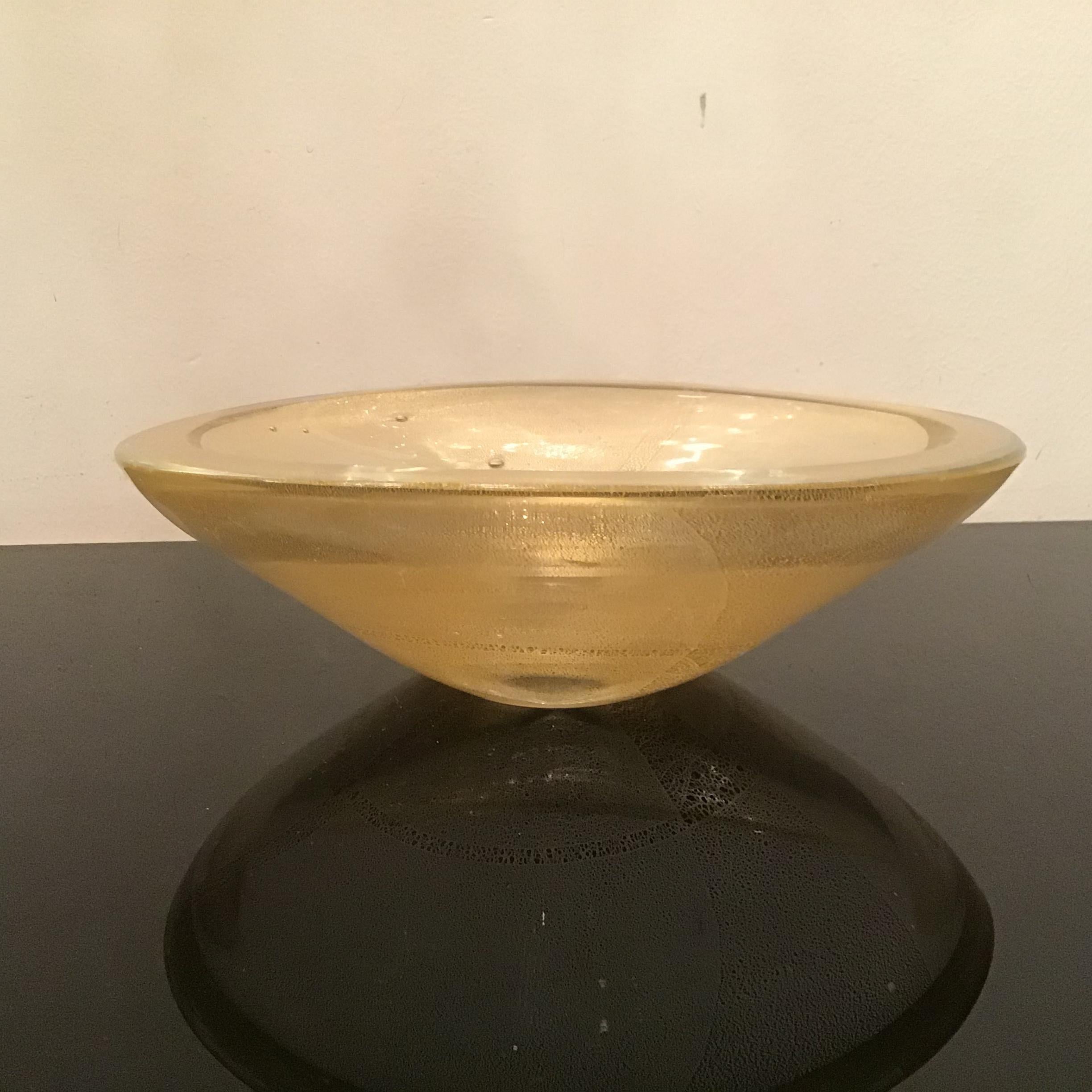Venini Centerpiece Murano Glass Gold 1950 Italy For Sale 14