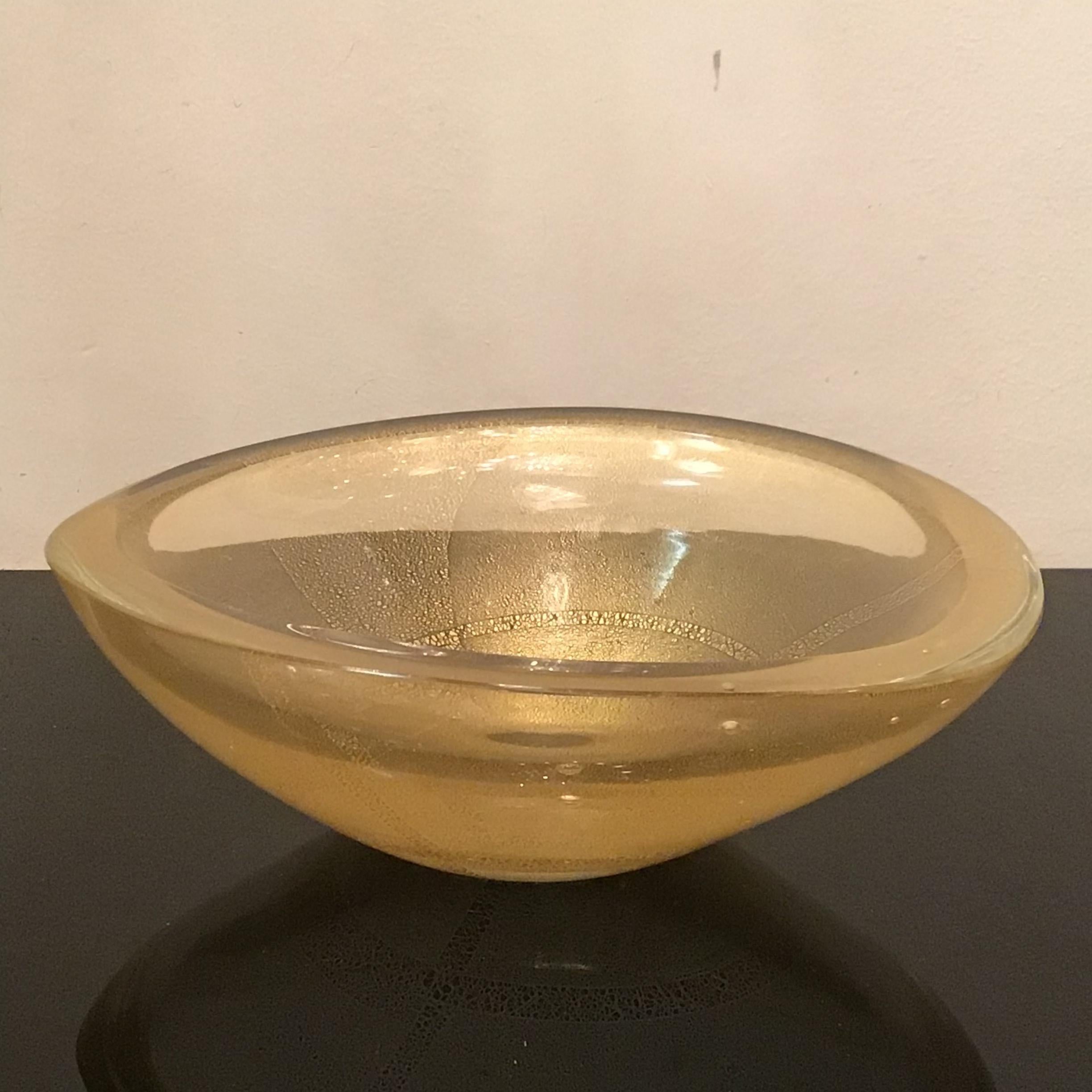 Italian Venini Centerpiece Murano Glass Gold 1950 Italy For Sale