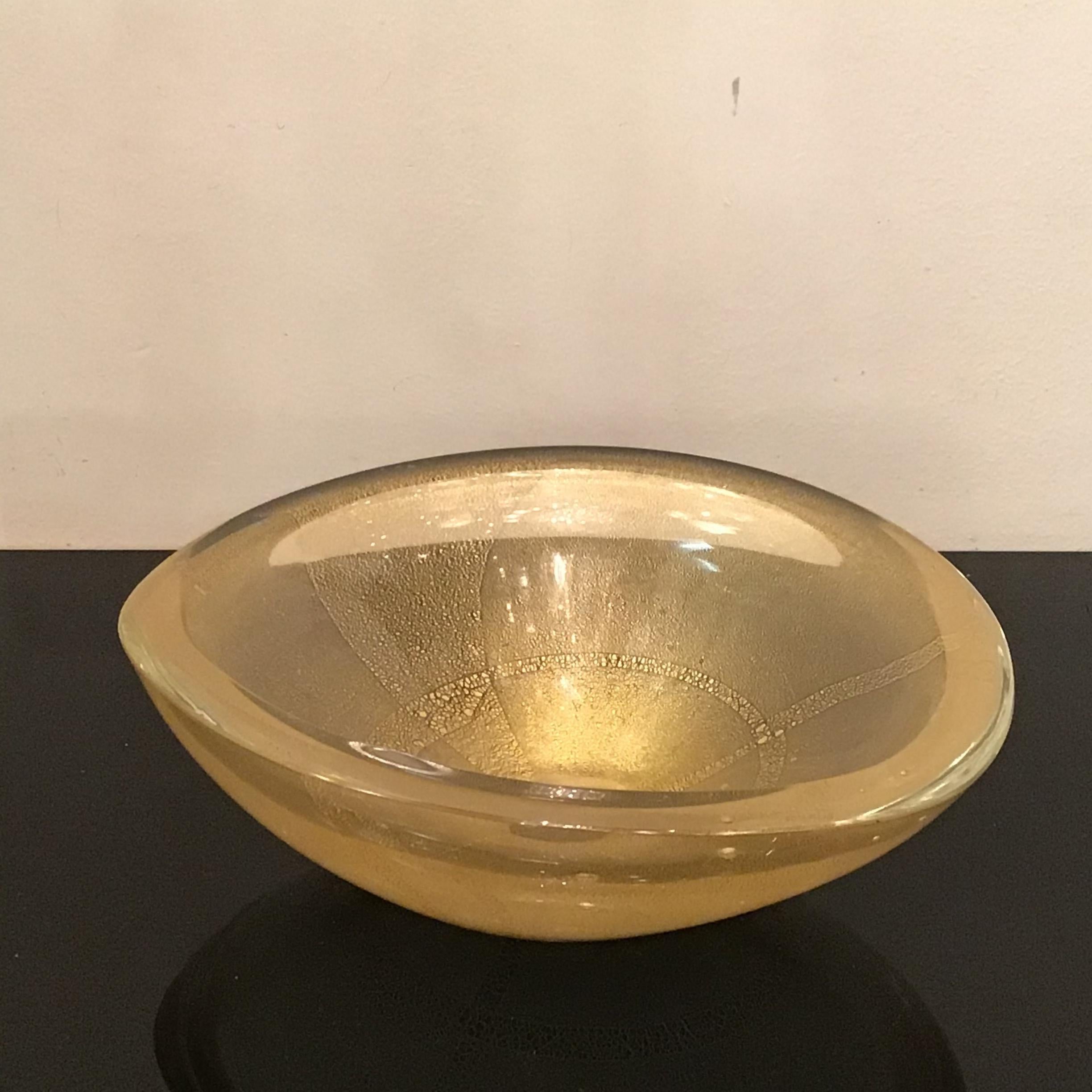 Venini Centerpiece Murano Glass Gold 1950 Italy In Excellent Condition For Sale In Milano, IT