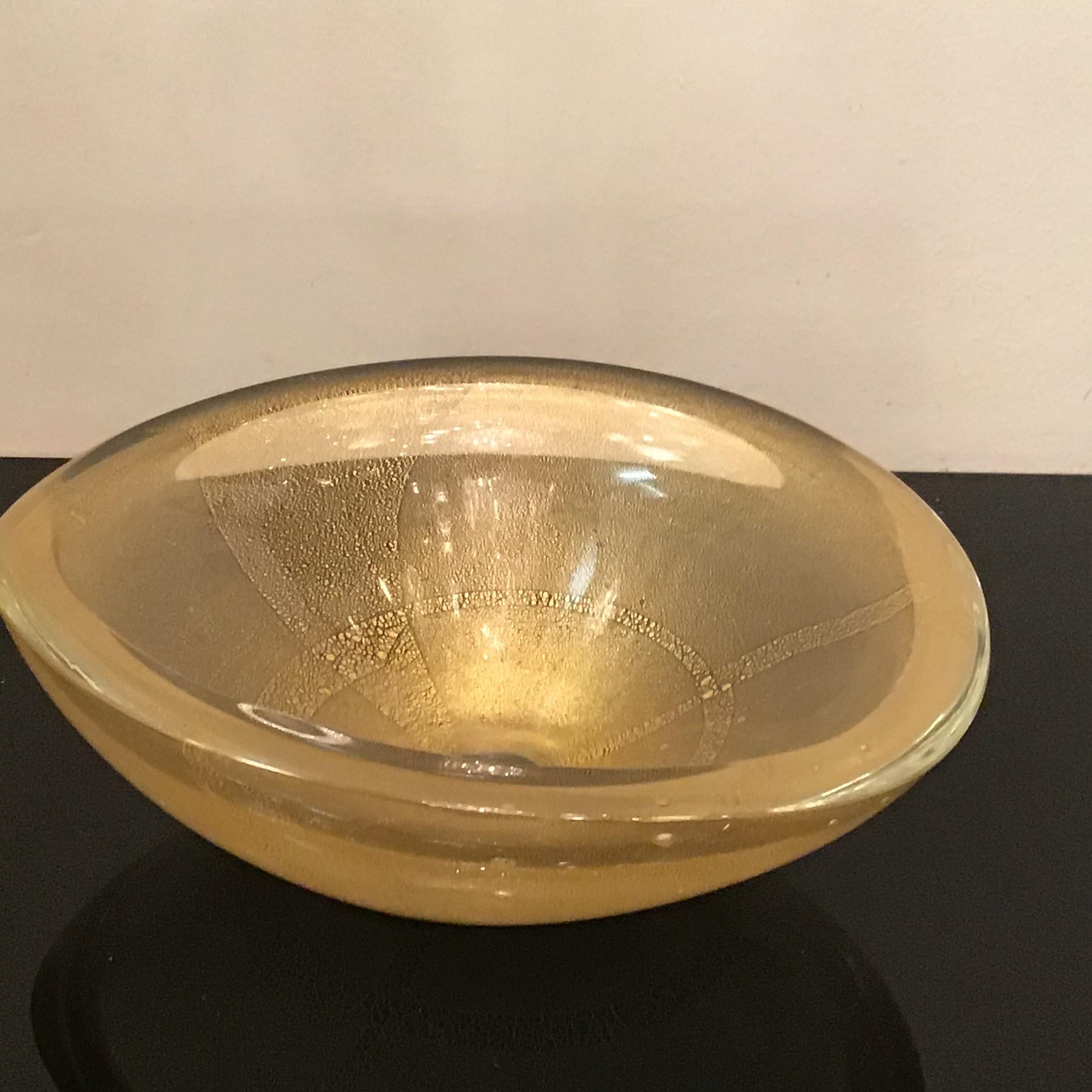 Venini Centerpiece Murano Glass Gold 1950 Italy For Sale 1
