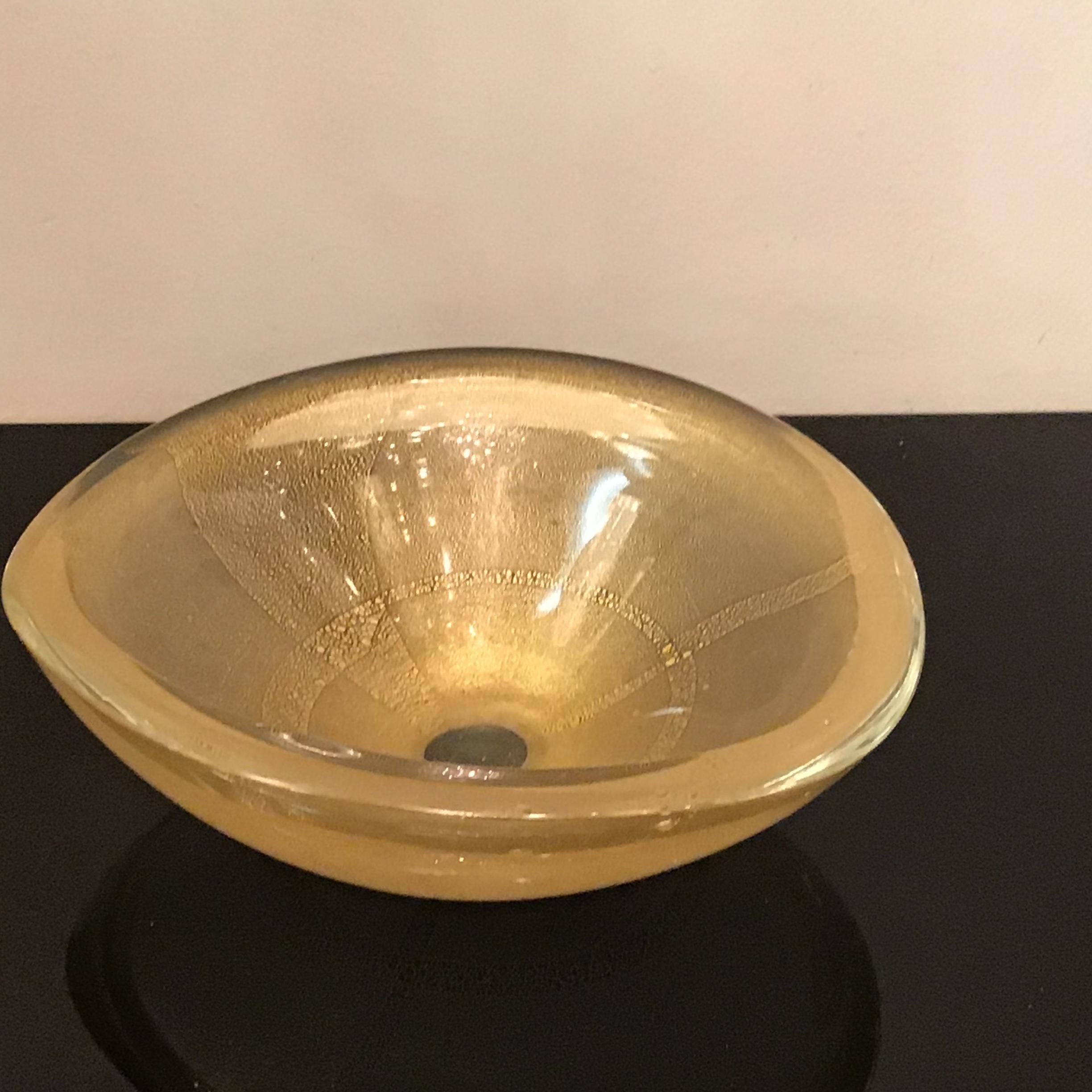 Venini Centerpiece Murano Glass Gold 1950 Italy For Sale 2