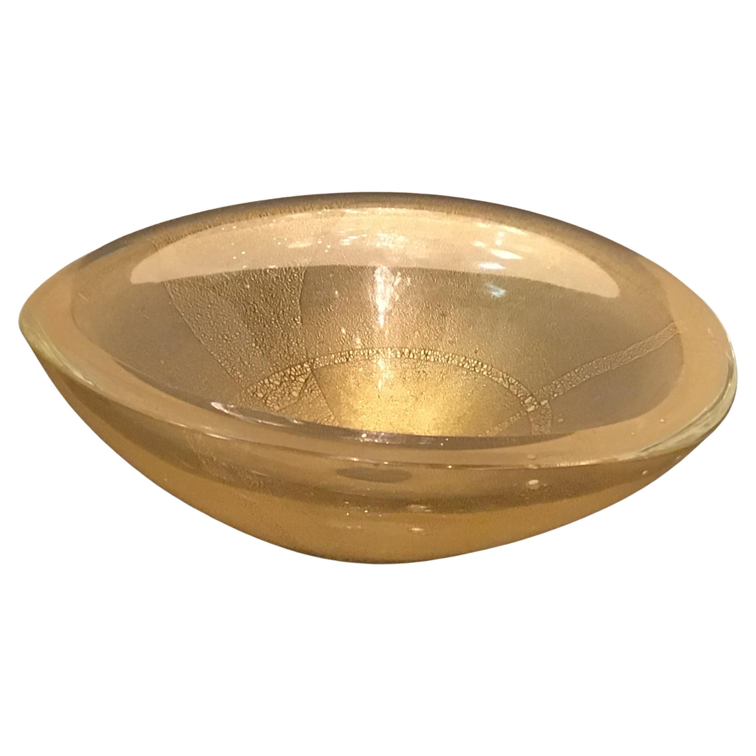 Venini Centerpiece Murano Glass Gold 1950 Italy For Sale
