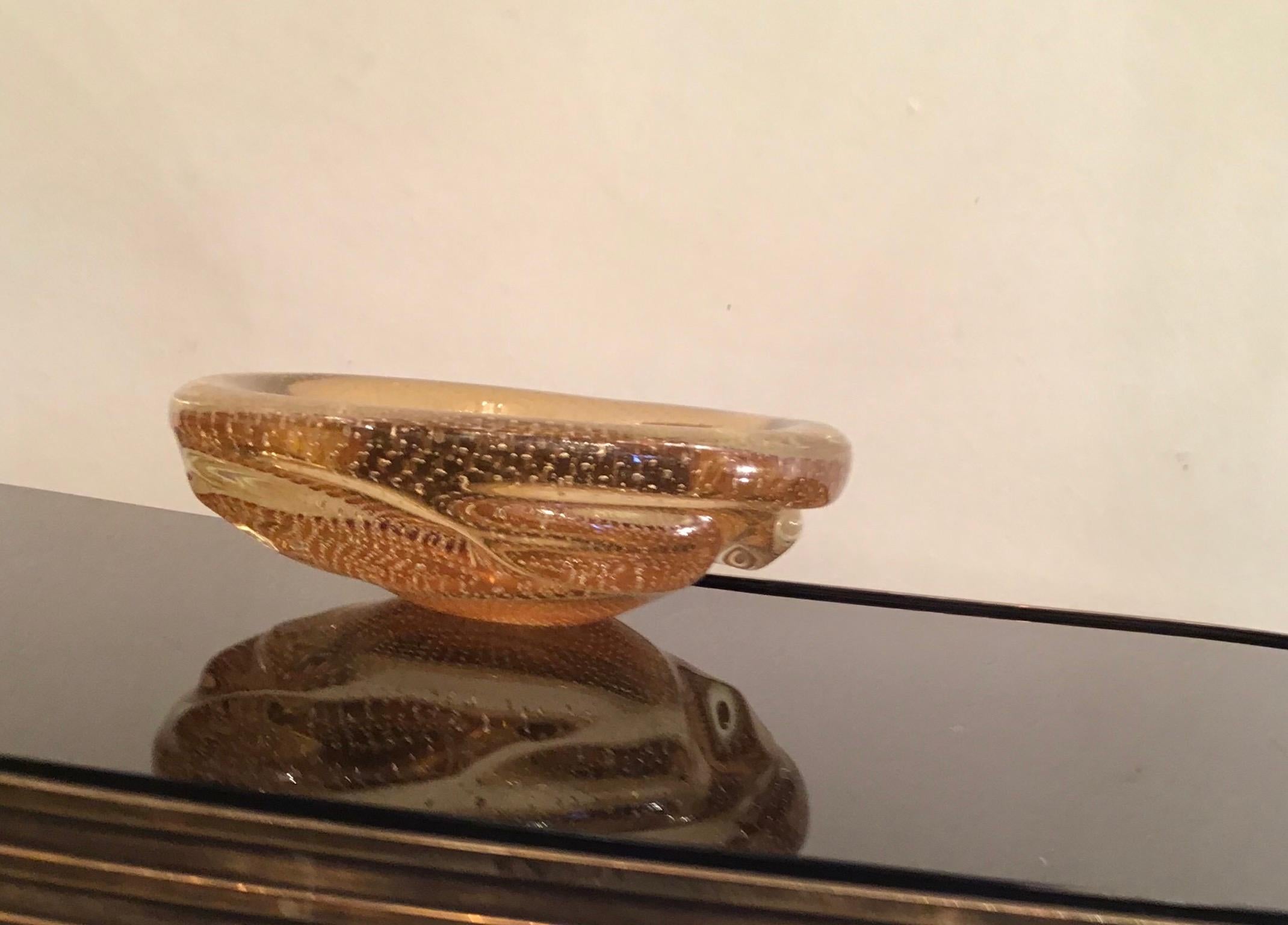 Venini Centerpiece/Pocket Emptier Murano Glass Gold, 1950, Italy For Sale 1