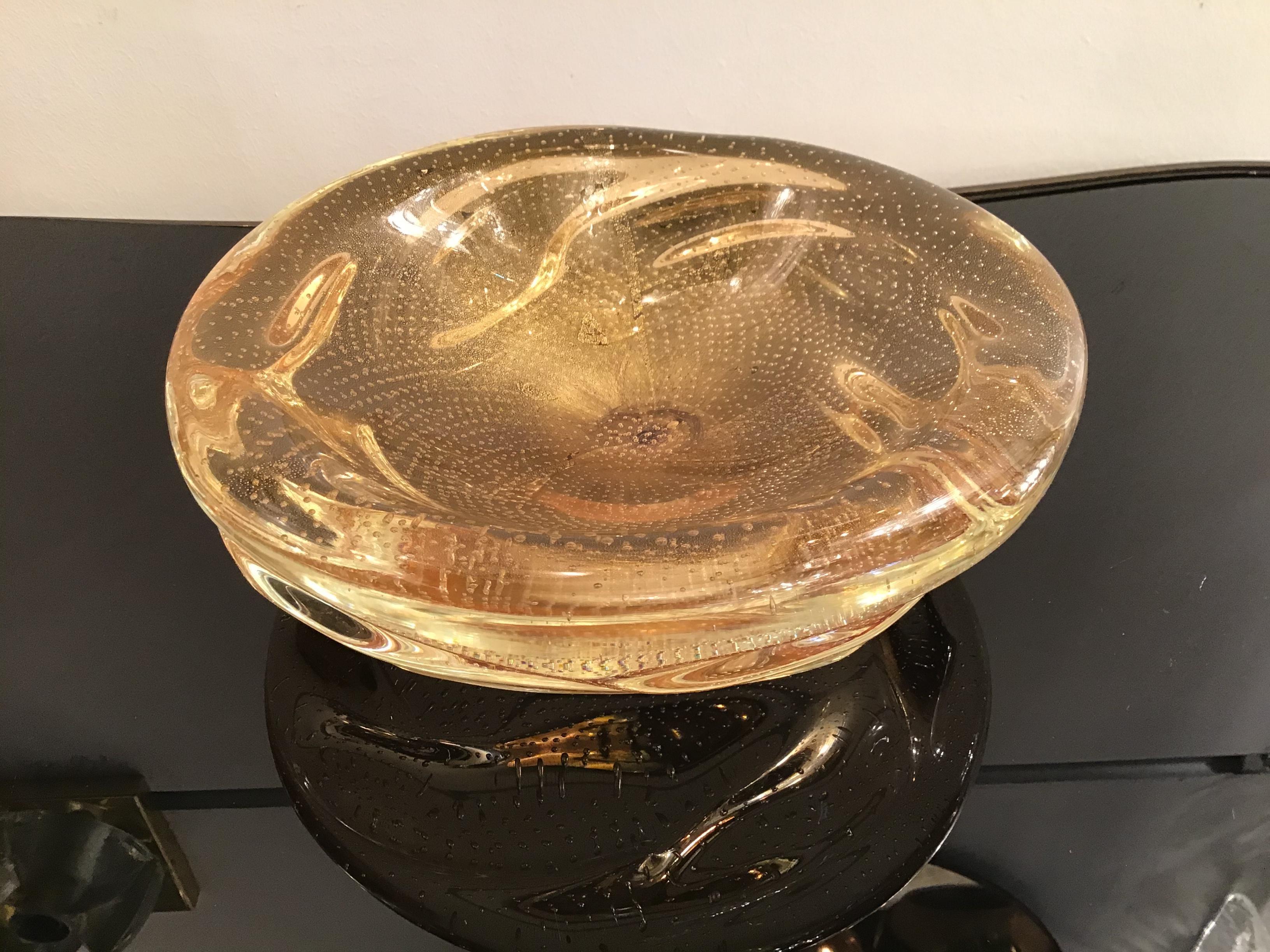 Venini Centerpiece/Pocket Emptier Murano Glass Gold, 1950, Italy For Sale 2