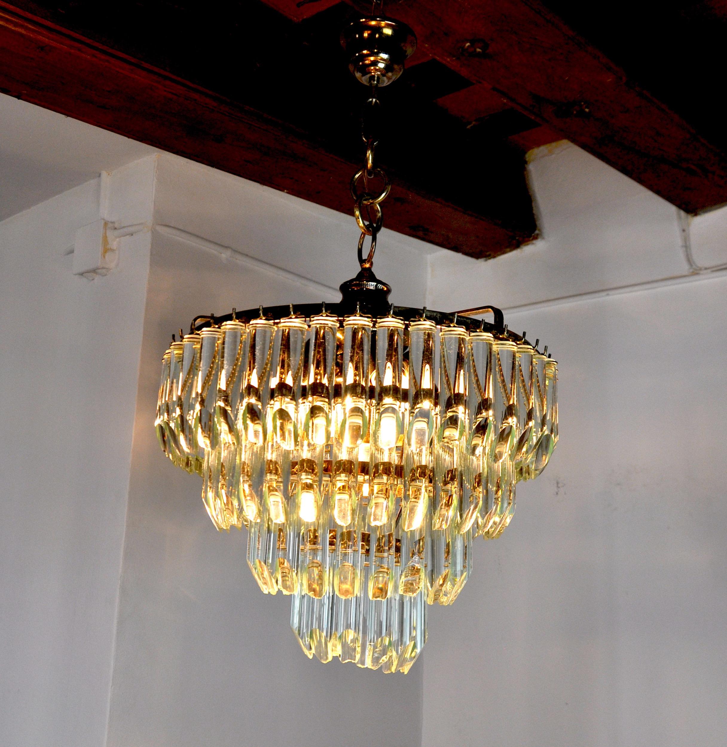 Venini Chandelier, 4 Levels, Murano Glass, Italy, 1970 In Good Condition For Sale In BARCELONA, ES