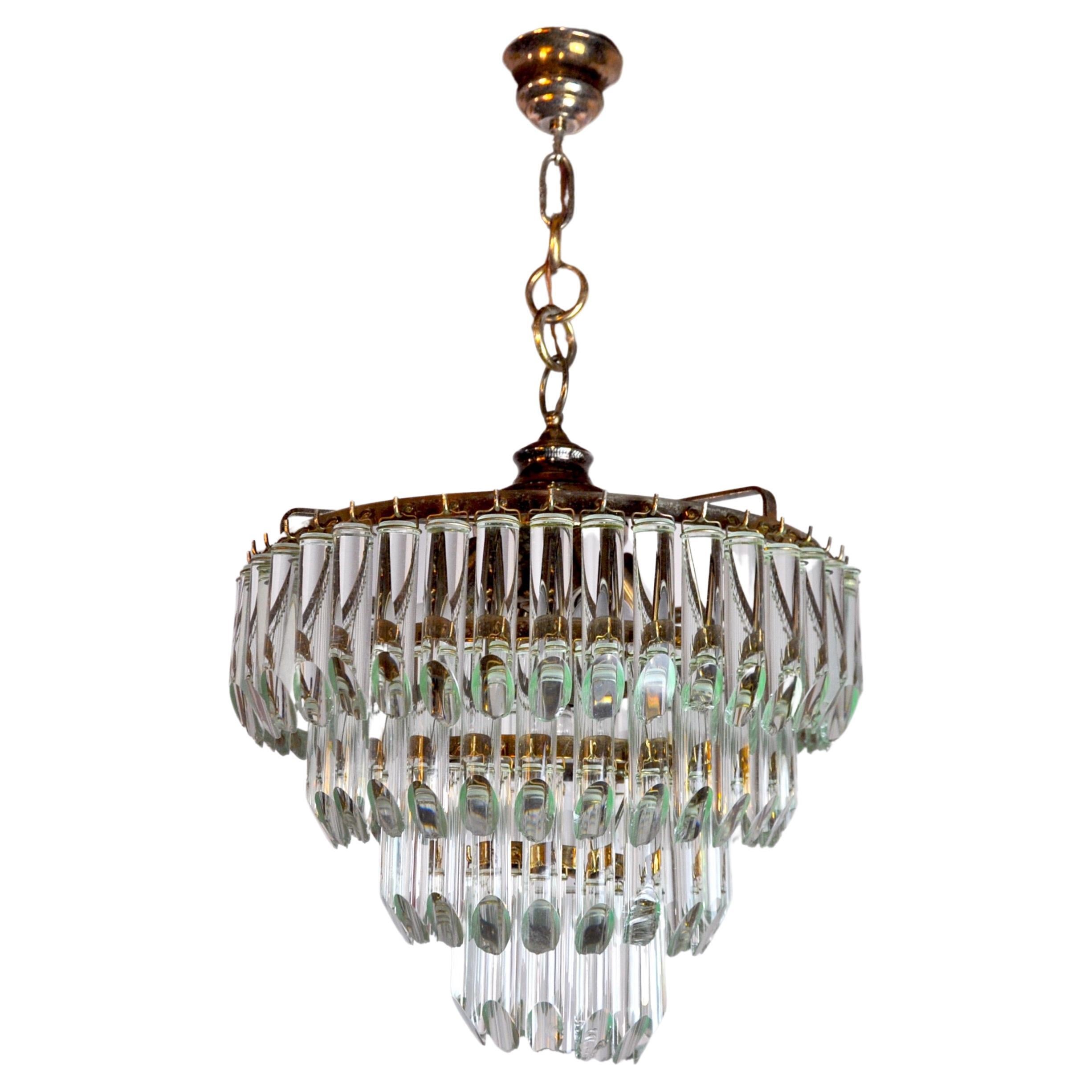 Lustre Venini, 4 niveaux, verre de Murano, Italie, 1970