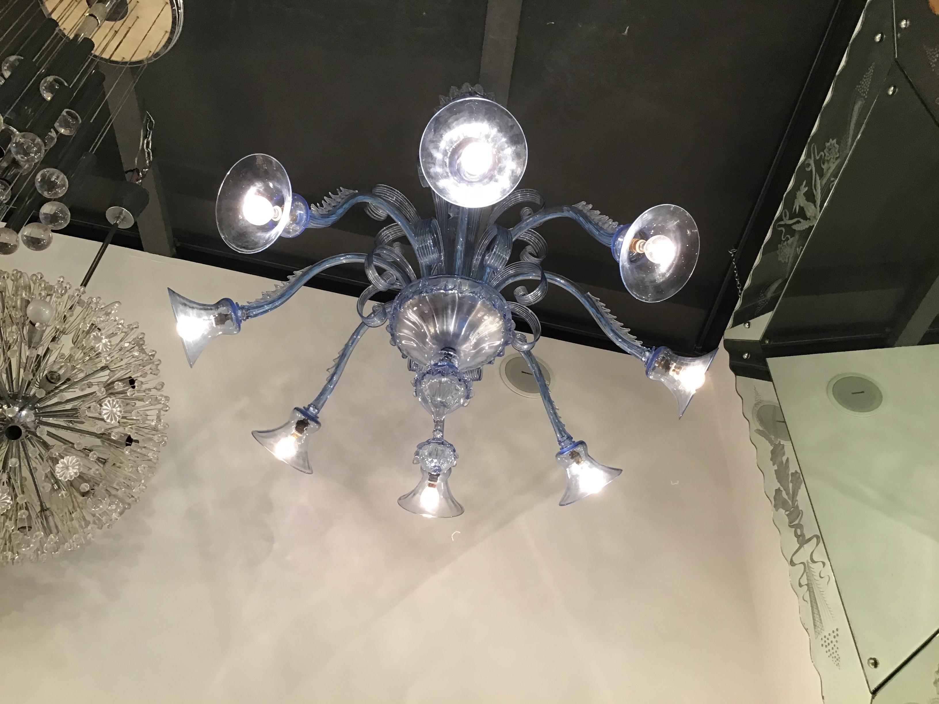 Venini Chandelier 8 Lights Murano Glass, 1940, Italy For Sale 5