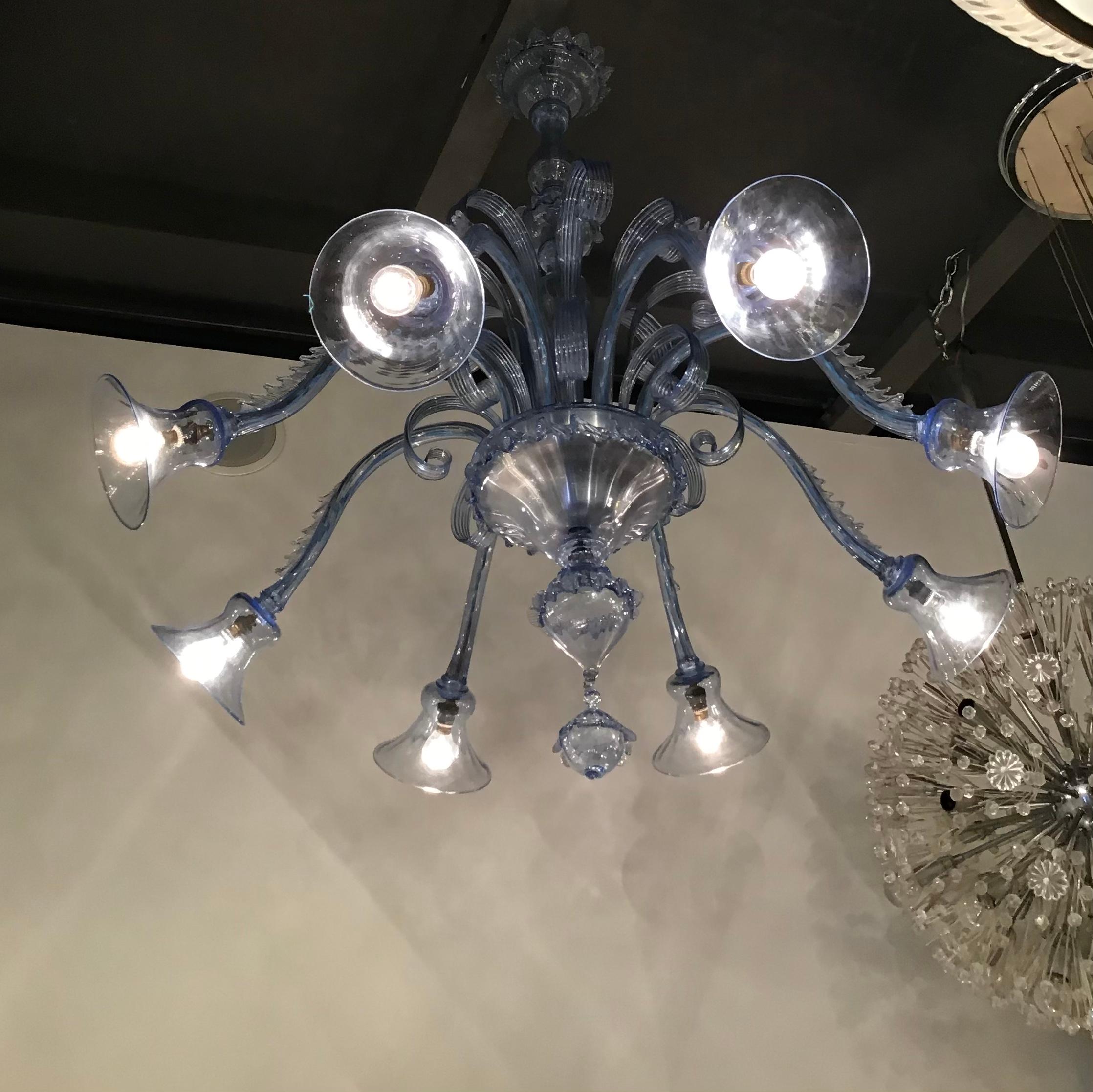 Venini Chandelier 8 Lights Murano Glass, 1940, Italy For Sale 6