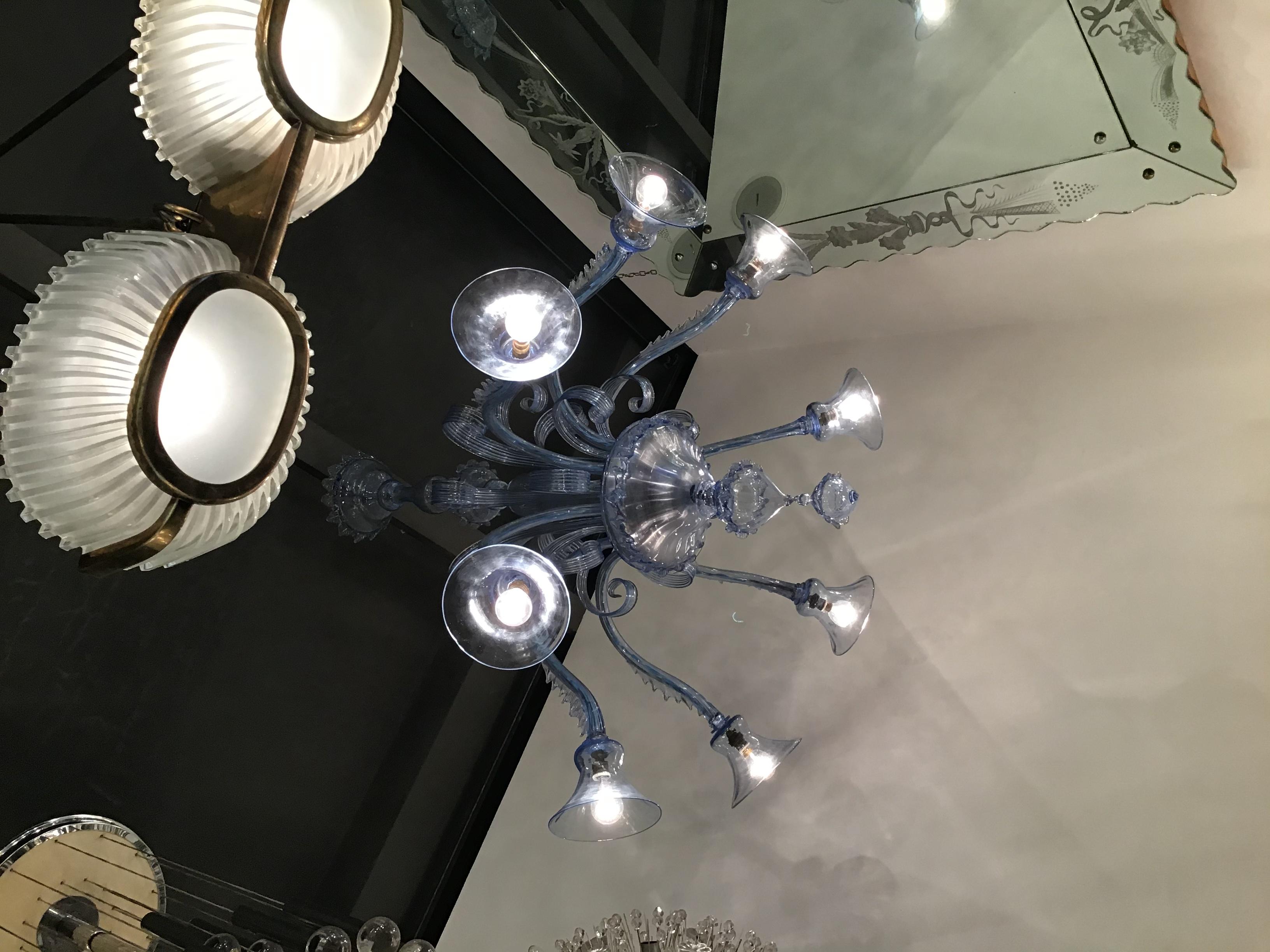 Venini Lampadario 8 luci in vetro di Murano, 1940, Italia in vendita 6