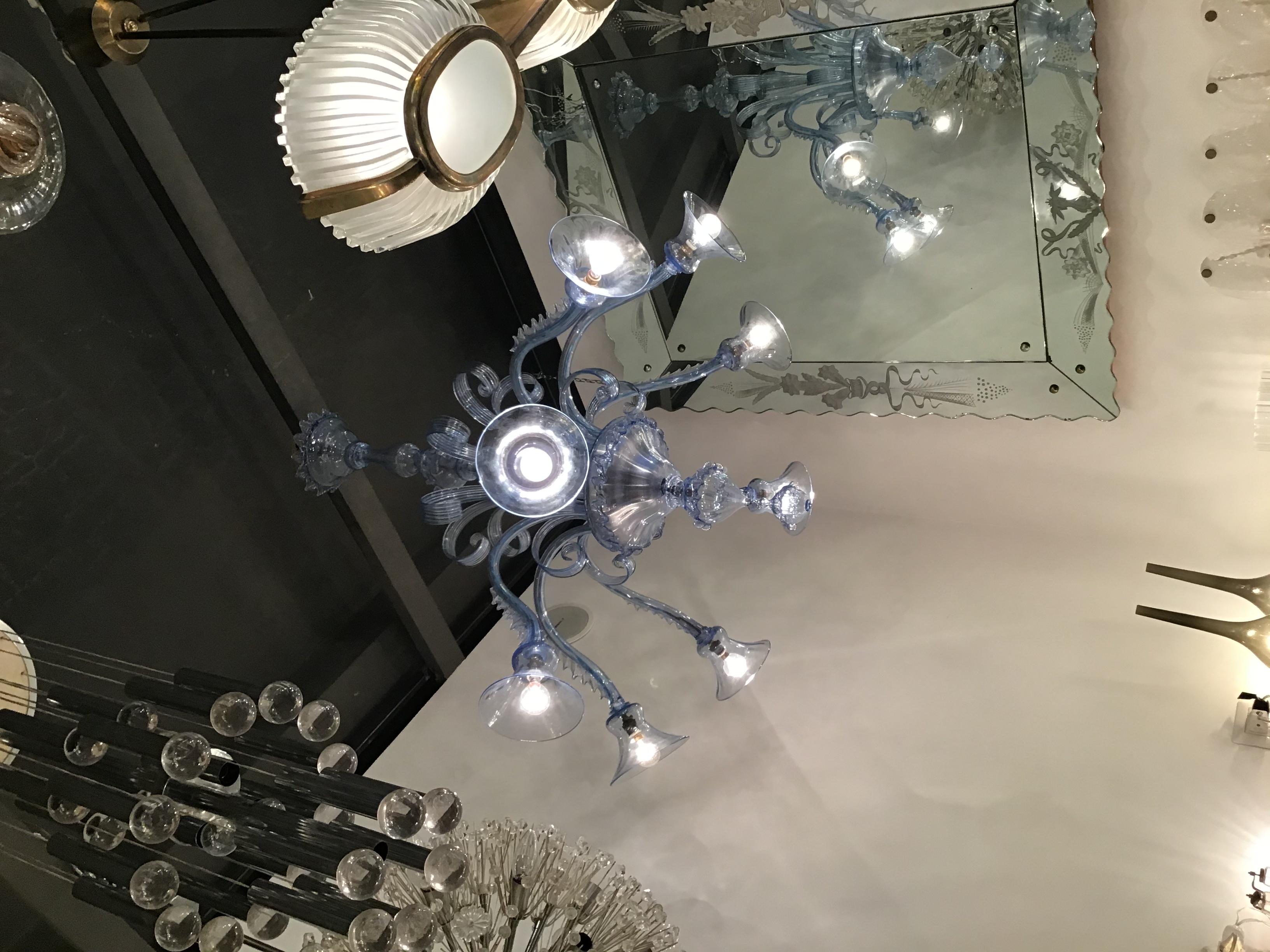 Venini Lampadario 8 luci in vetro di Murano, 1940, Italia in vendita 9