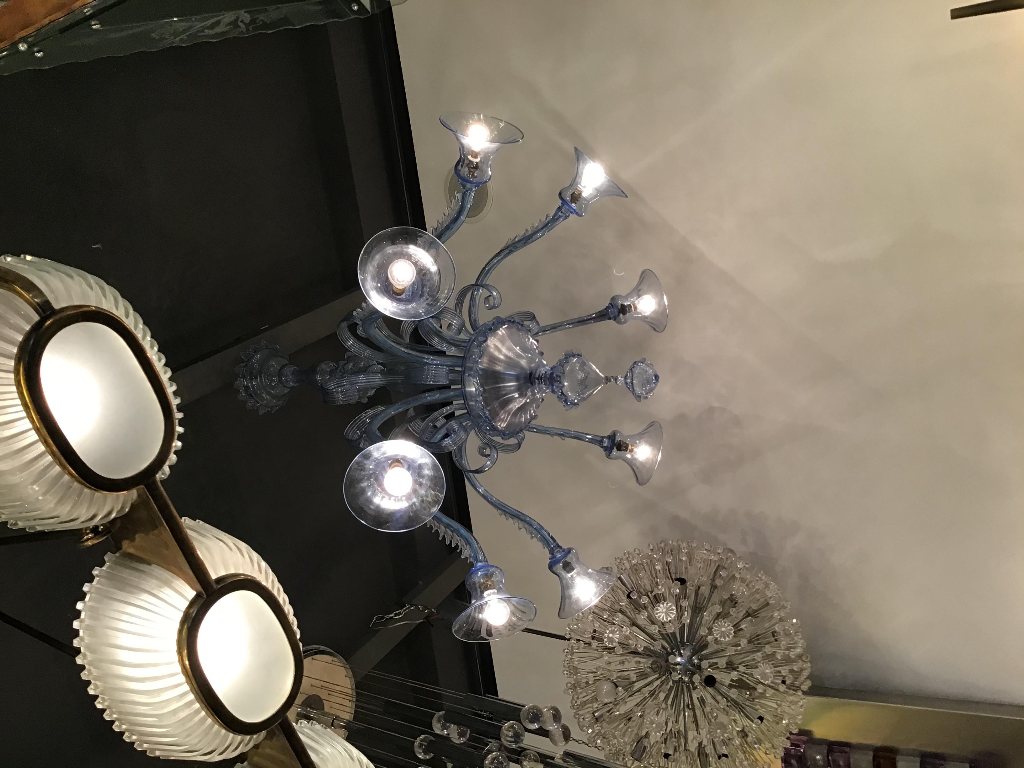 Other Venini Chandelier 8 Lights Murano Glass, 1940, Italy For Sale
