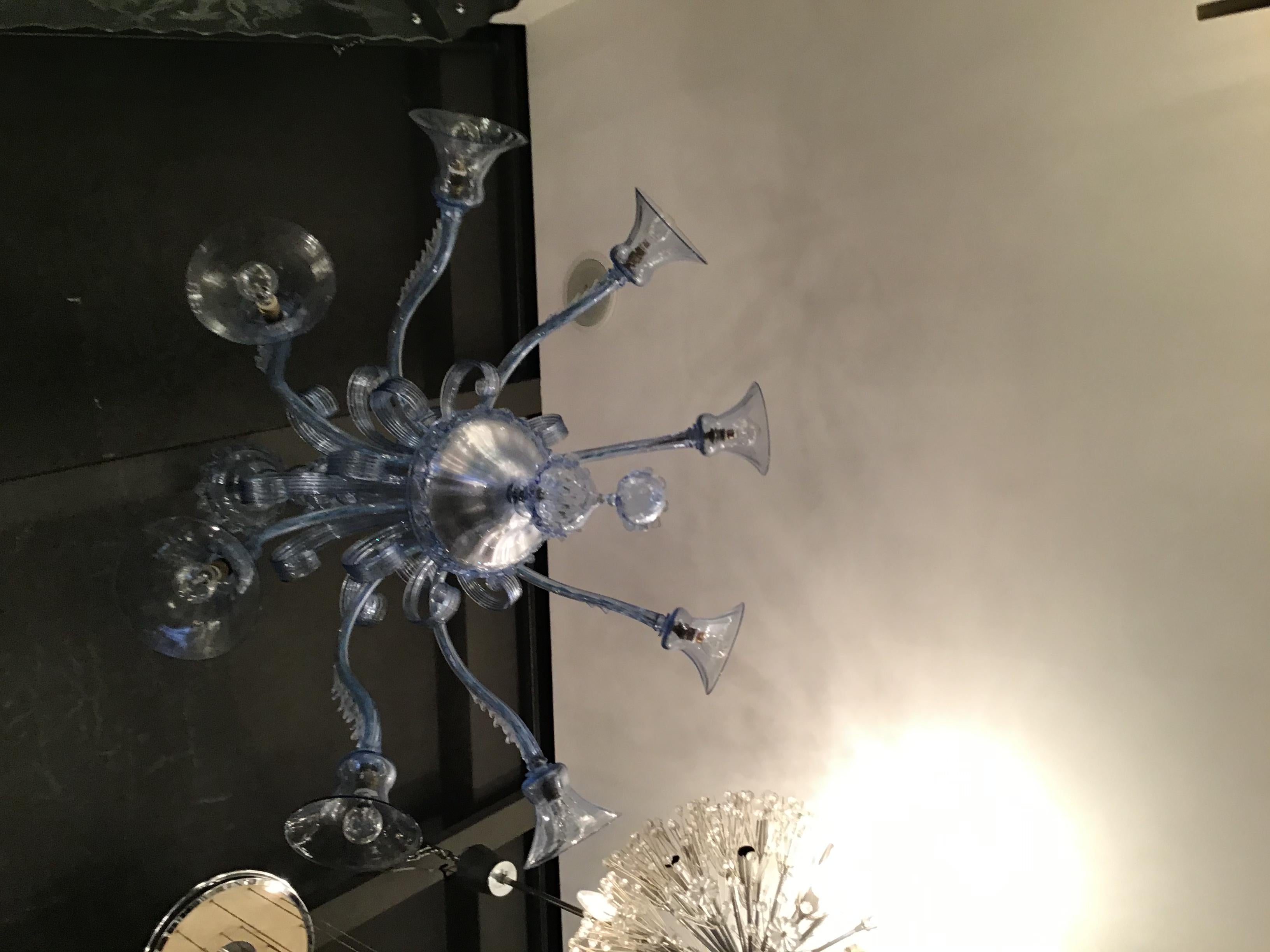 Venini Chandelier 8 Lights Murano Glass, 1940, Italy In Excellent Condition For Sale In Milano, IT