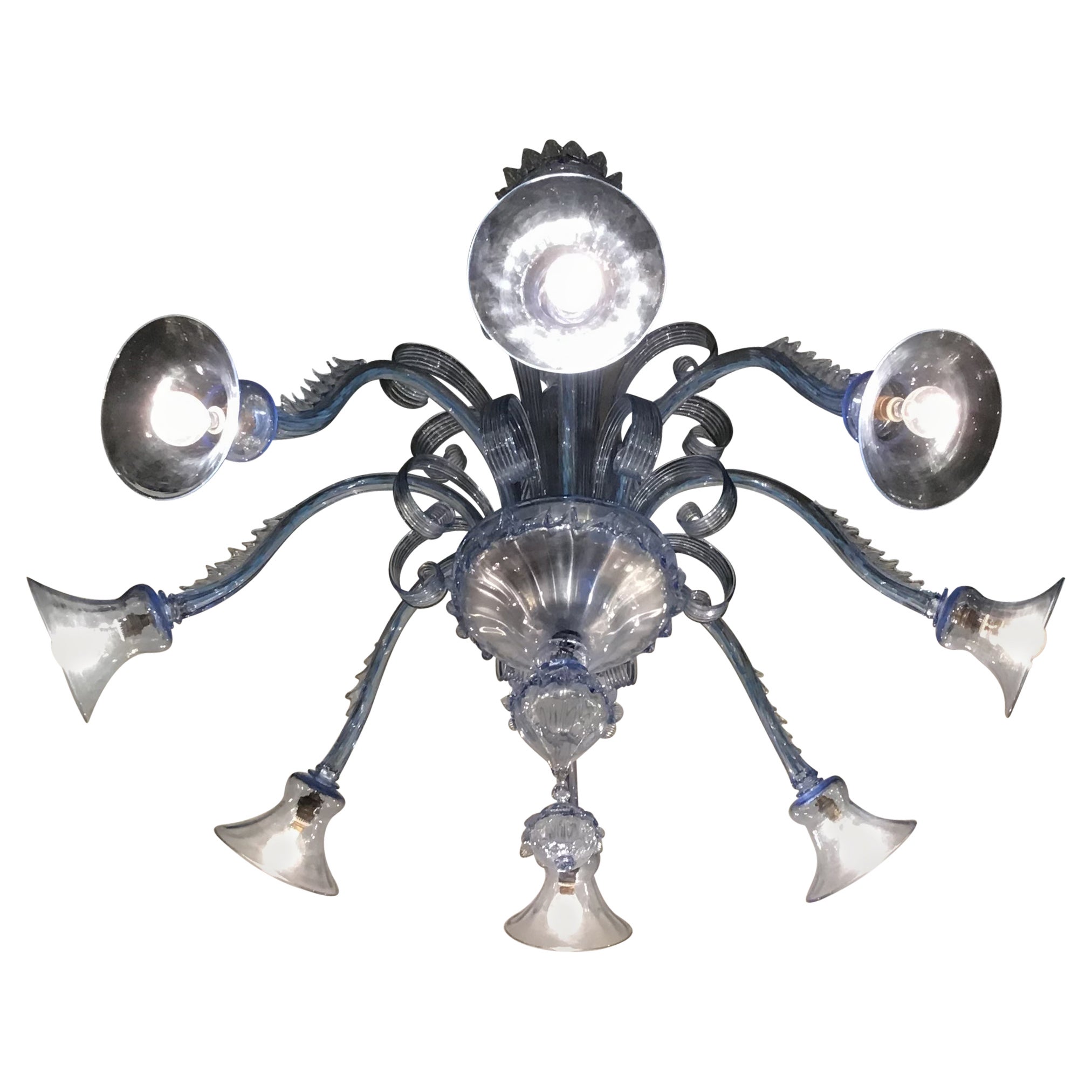 Venini Chandelier 8 Lights Murano Glass, 1940, Italy