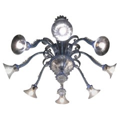 Venini Chandelier 8 Lights Murano Glass, 1940, Italy