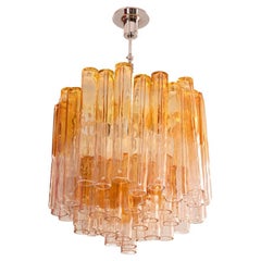 Venini, Chandelier “Calza” in Glass and Chromed Metal, 1950s, LS45701451