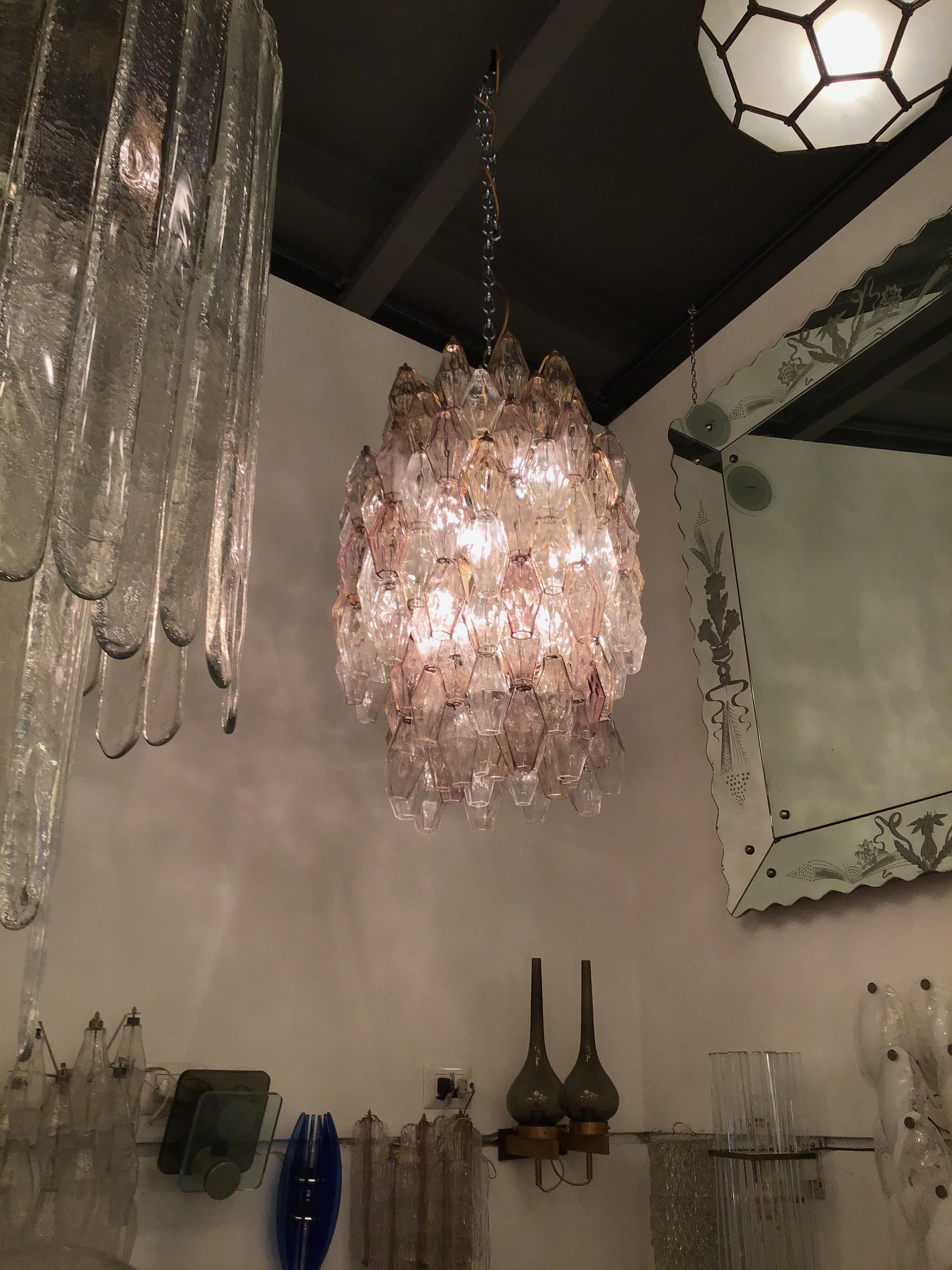 VENINI chandelier Murano glass CARLO SCARPA Poliedri 1955 iron ,
Made in Italy.