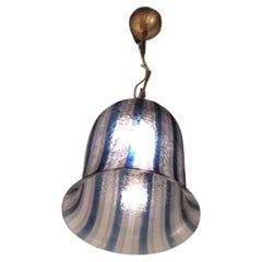 Venini Chandelier Etched Murano Glass Brass 1960 Italy