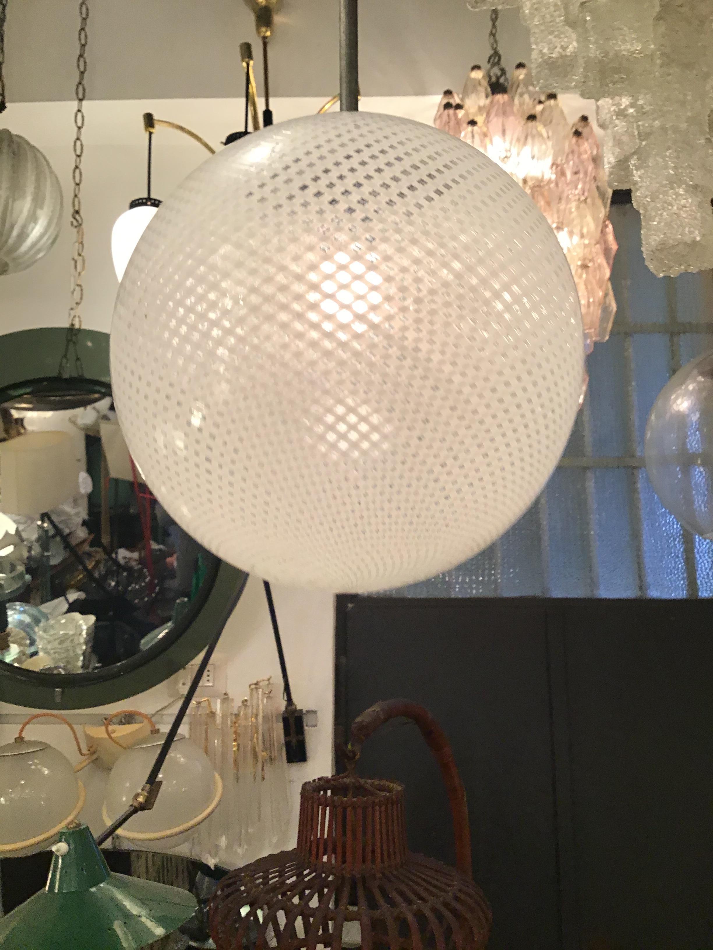 Lustre Venini FILIGRANA Murano Glass Crome Italia, 1930 Bon état - En vente à Milano, IT