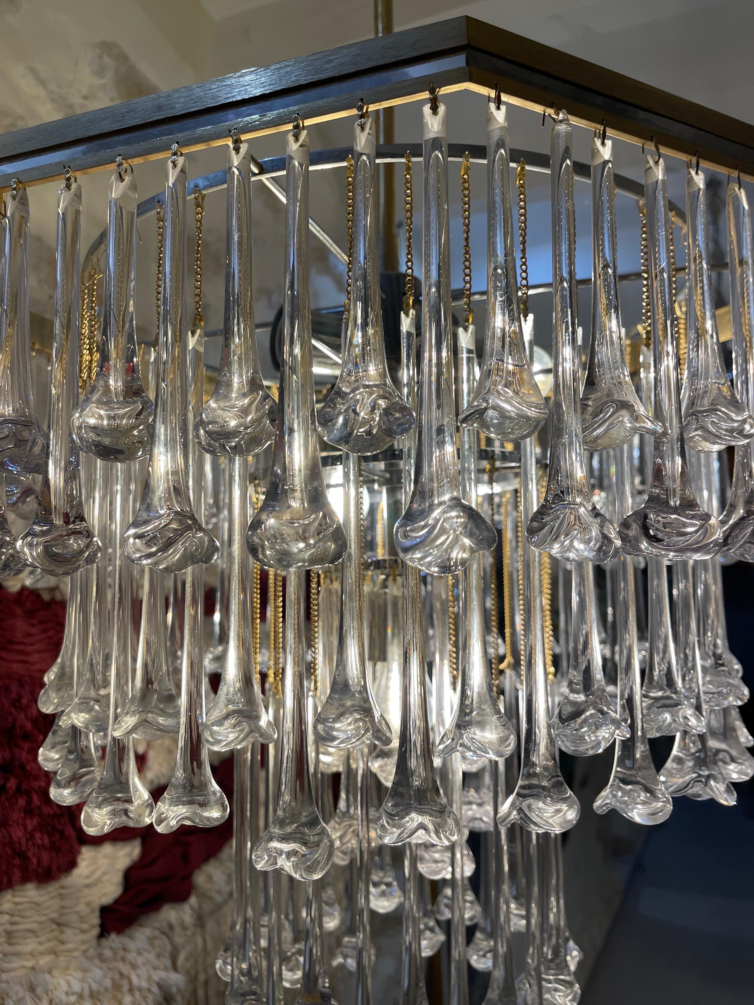Venini chandelier flower Rose murano , italy 1980 In Good Condition For Sale In DÉNIA, ES